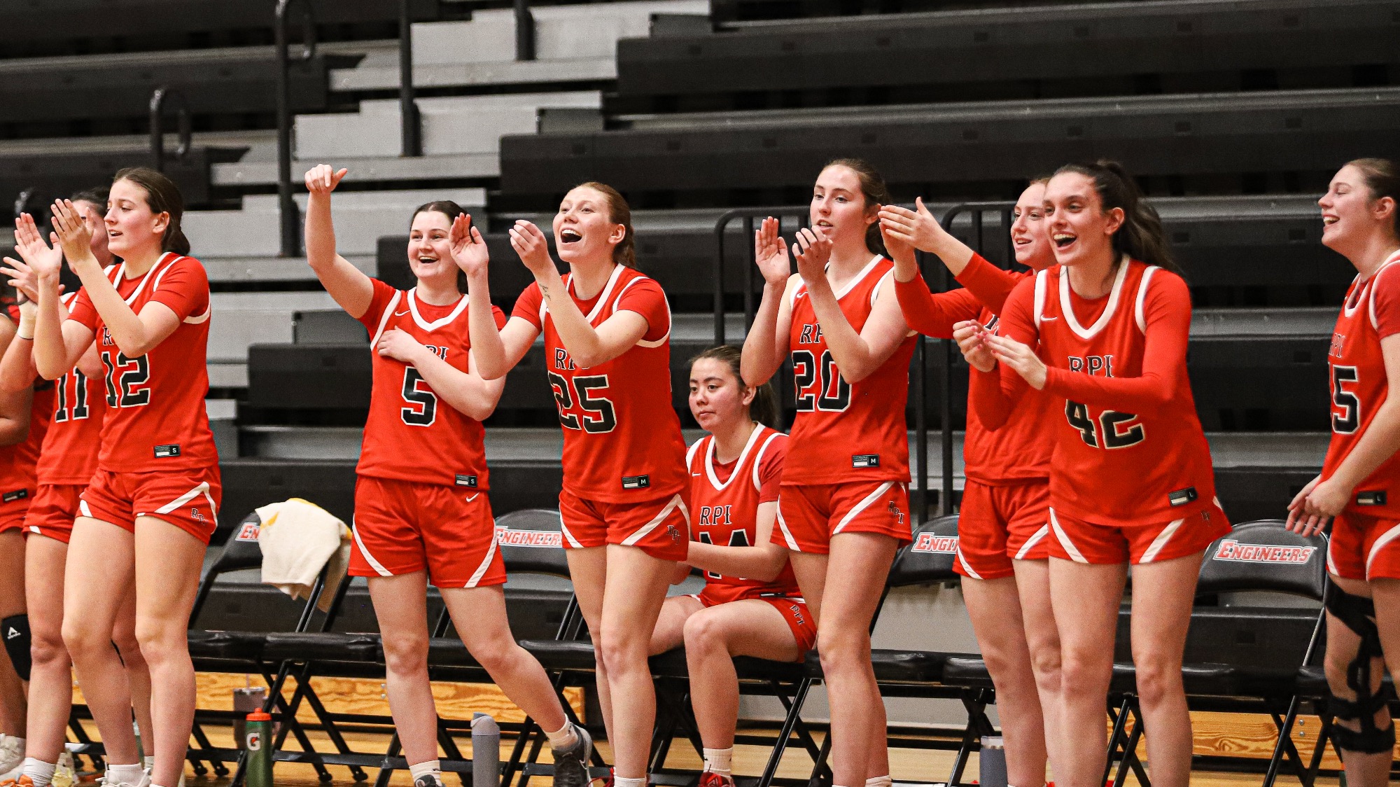 RPI Women's Basketball in celebration against Ithaca on Friday January 24 2025 in Troy New York. 