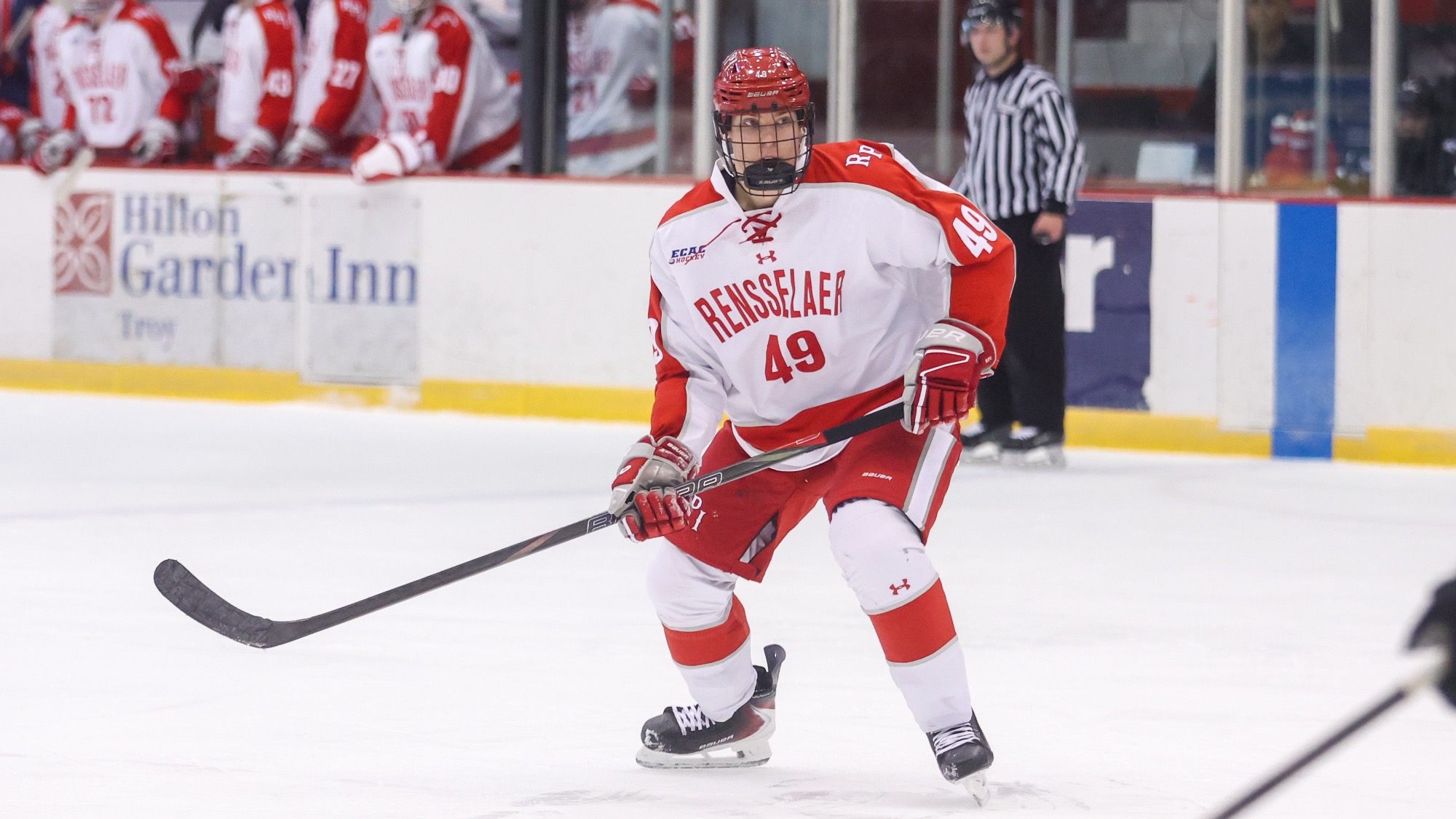 Filip Sitar of RPI Men's Hockey in action versus Providence on Saturday October 18 2025 in Troy New York. 