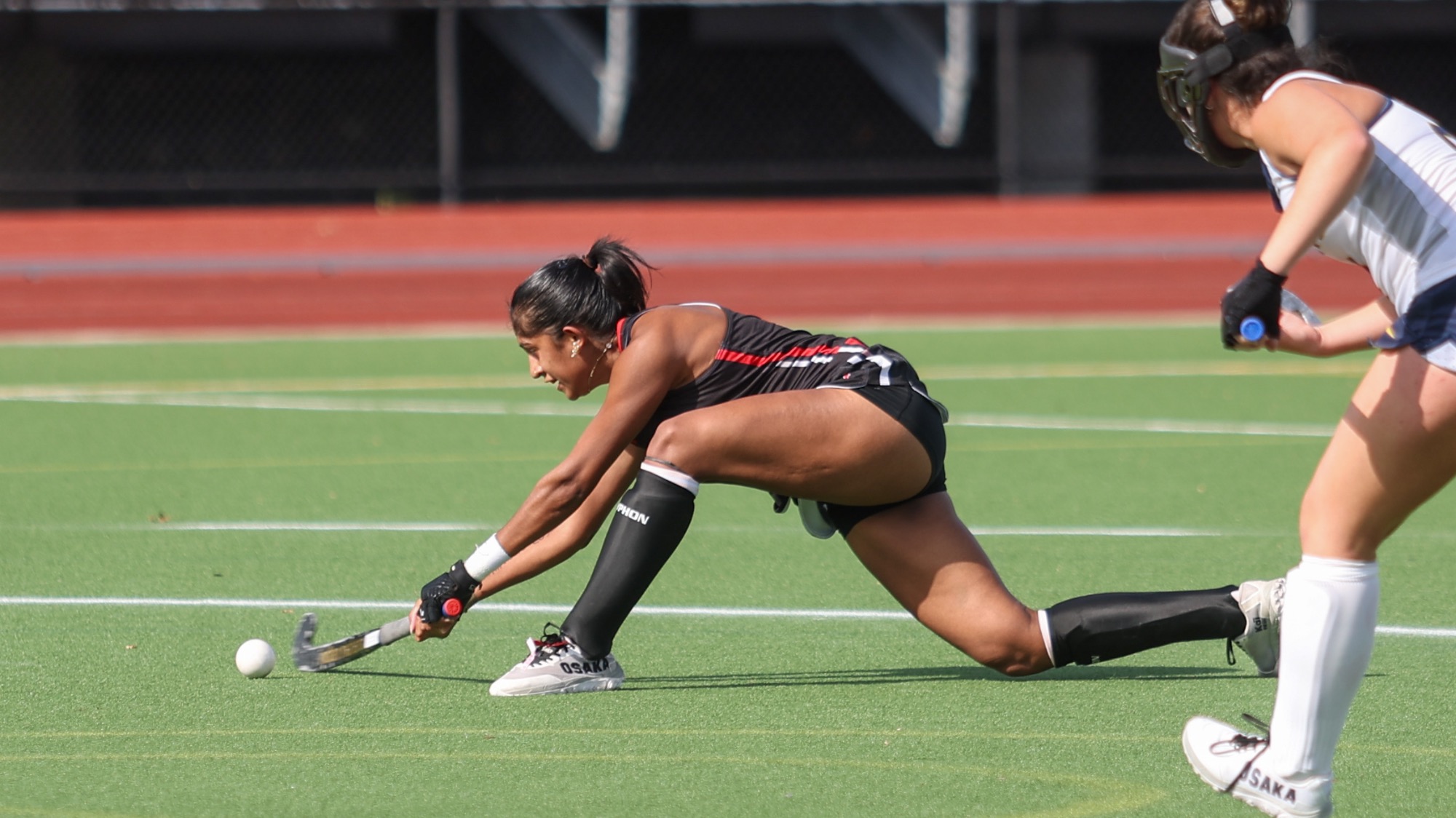 Ria Patel of RPI Field Hockey in action versus Rochester on Sunday October 19 2025 in Troy New York