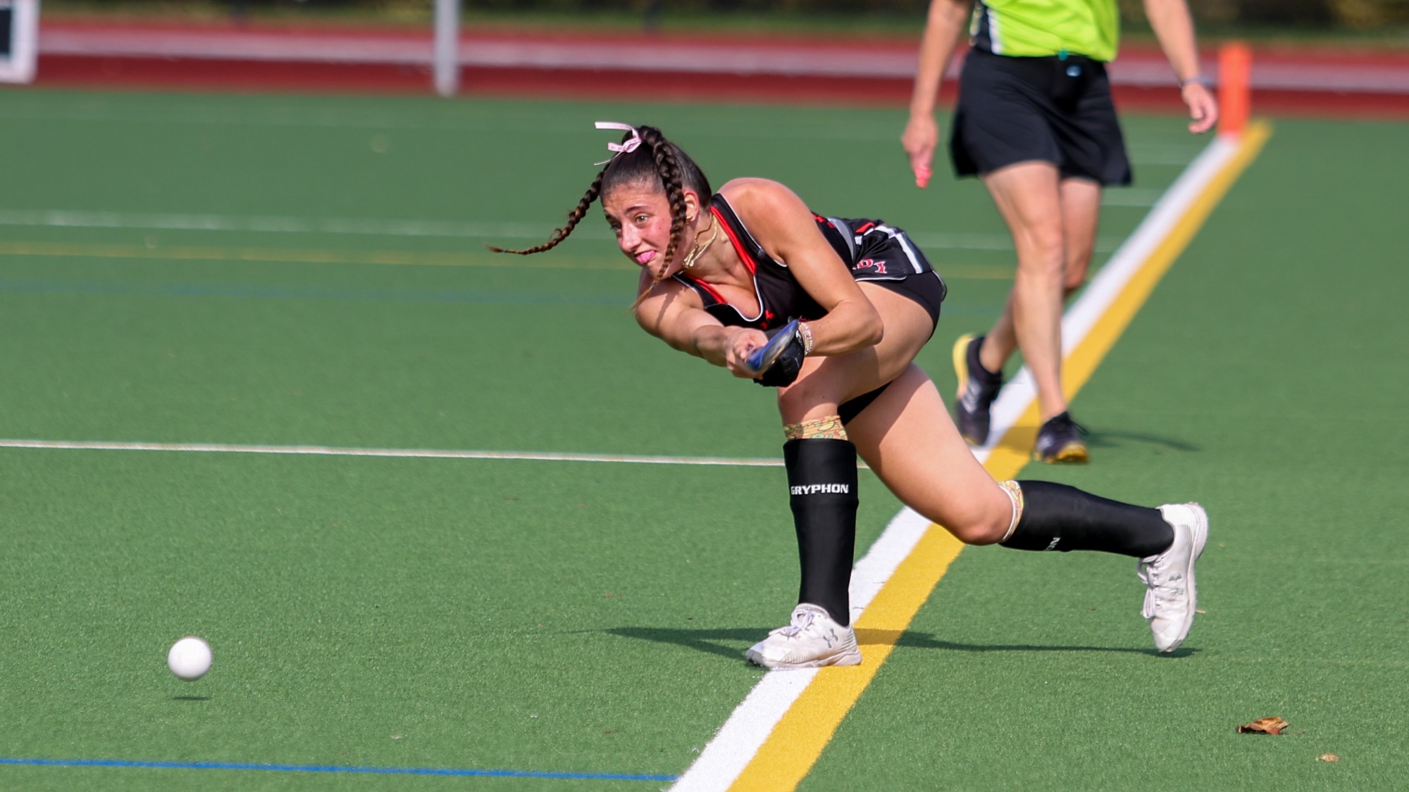 Lauren Savino of RPI Field Hockey in action versus Rochester on Sunday October 19 2025 in Troy New York