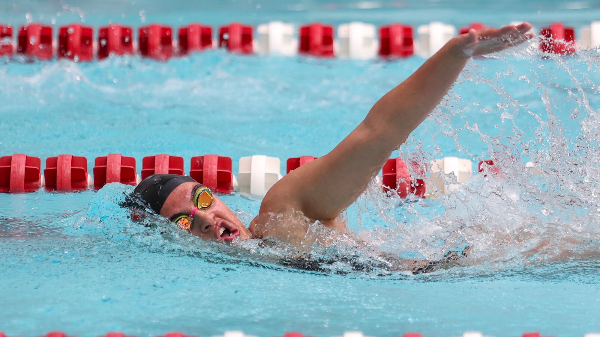 Meera Kondal of the RPI Women's Swimming and Diving team in action versus Oneonta on Saturday October 25 2025 in Troy New York.