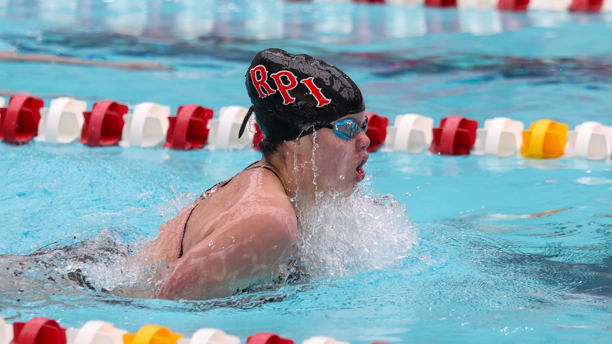 Ellen Lorentz of the RPI Women's Swimming and Diving team in action versus Oneonta on Saturday October 25 2025 in Troy New York.