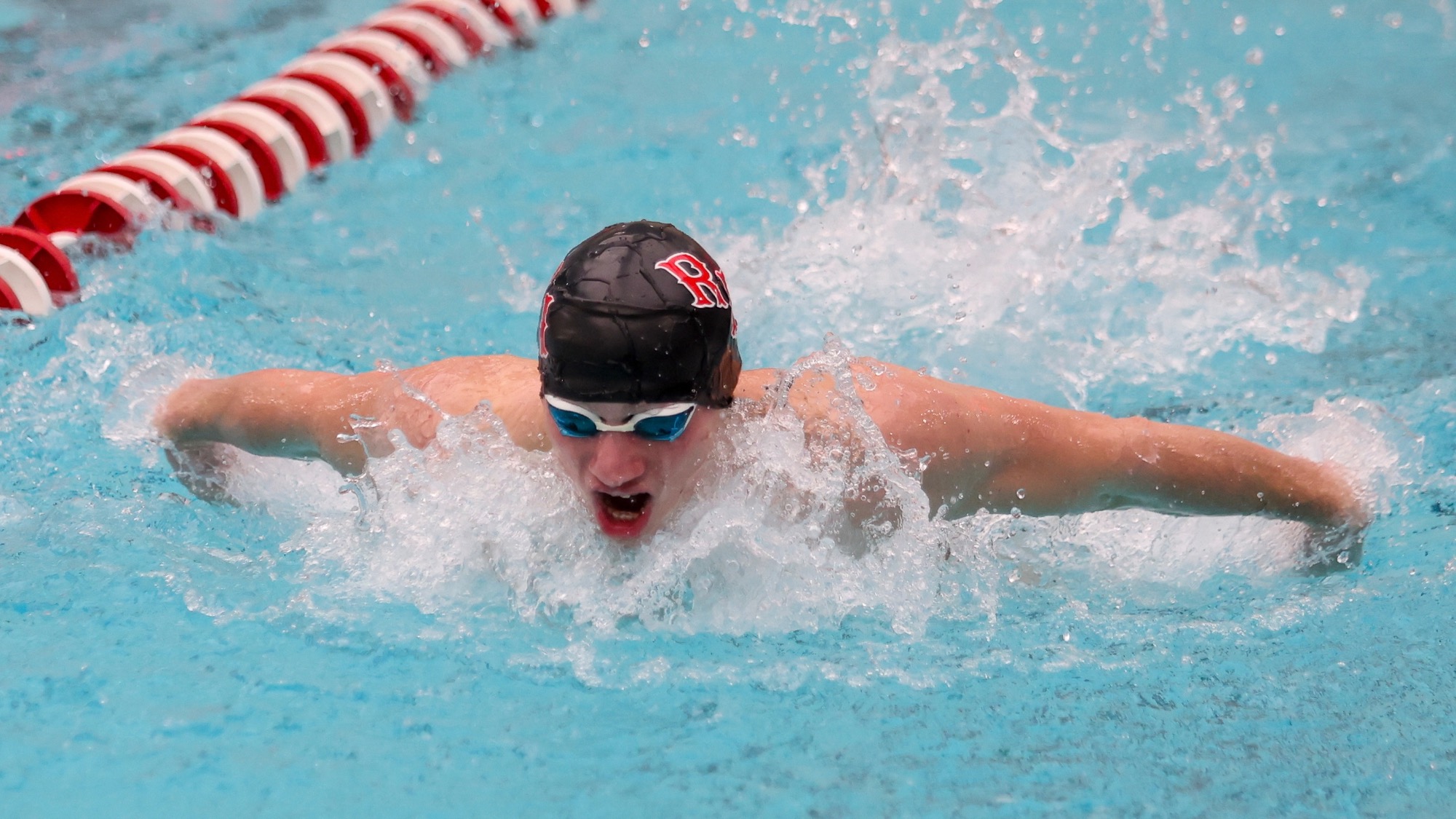 Hayden Dinkin of the RPI Men's Swimming and Diving team in action versus Oneonta on Saturday October 25 2025 in Troy New York.