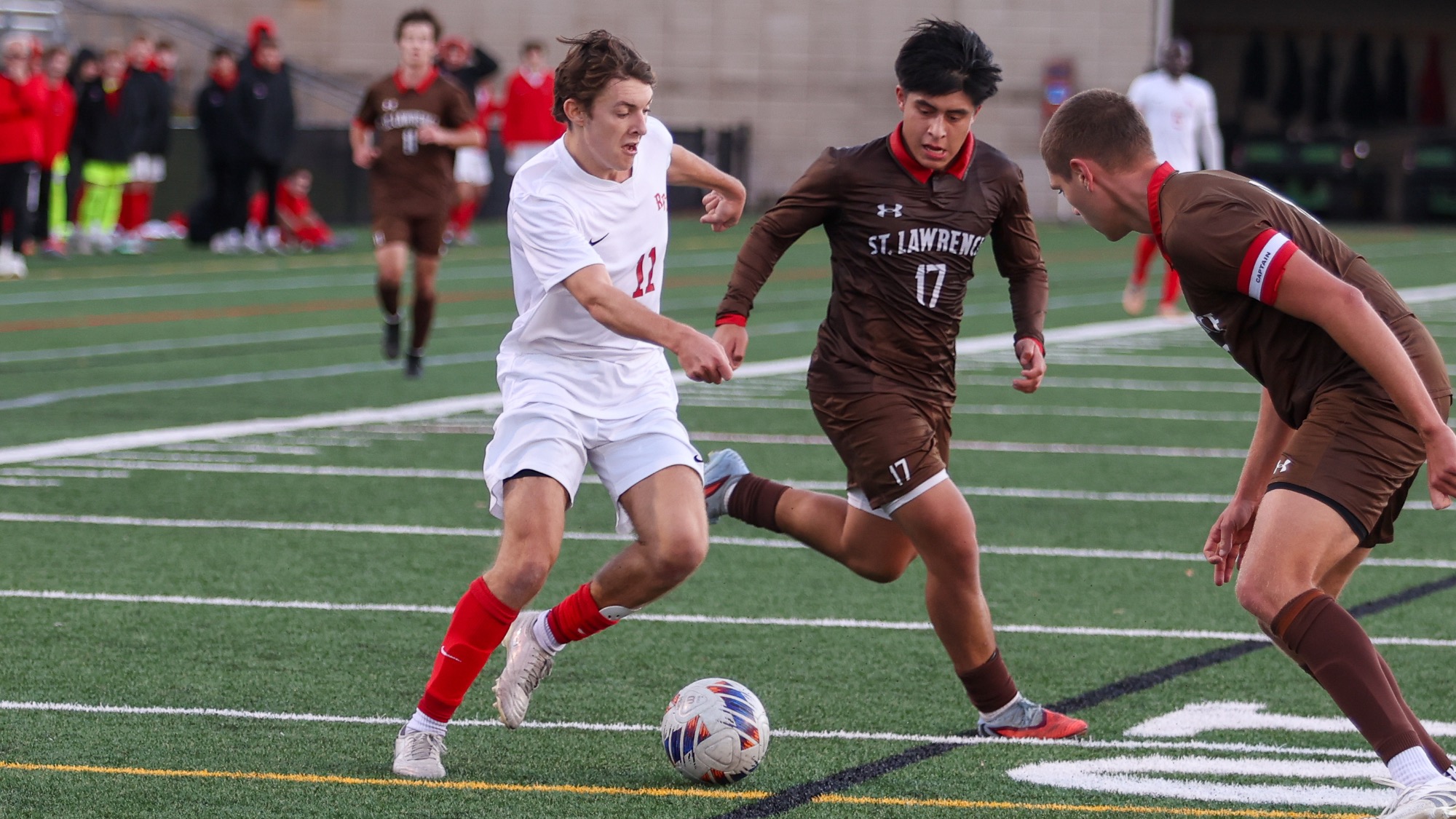 Landon Bradley of RPI Men's Soccer in action versus SLU on Saturday October 25 2025 in Troy New York.
