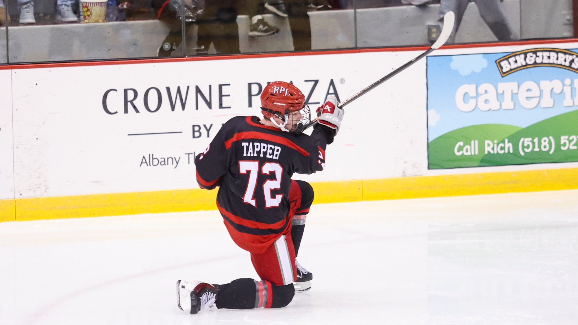 Jagger Tapper of the RPI Men's Hockey team in action versus Union on Saturday November 1 2025 in Troy New York.