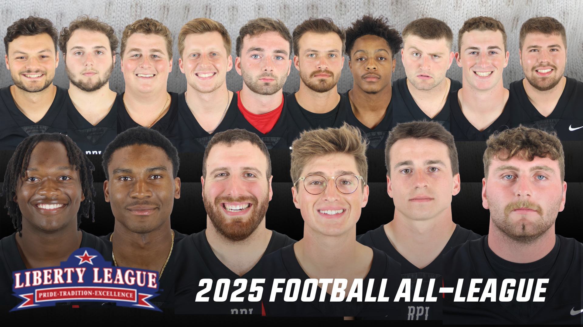 Graphic announcing the RPI selections to the 2025 All-Liberty League football teams