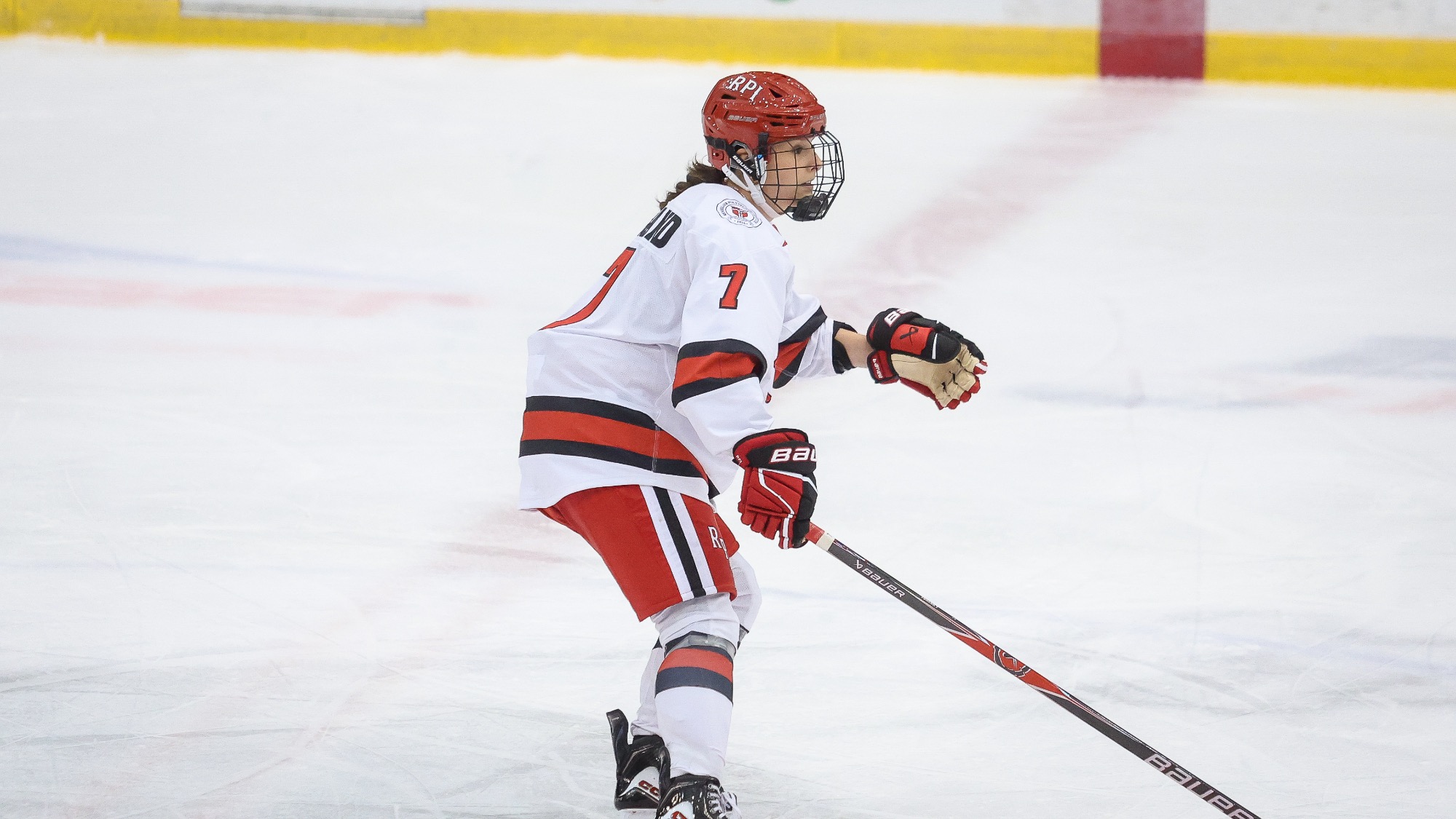 Naomi Forand of the RPI Women's Ice Hockey team in action versus Colgate on Friday, November 21, 2025 in Troy, NY.