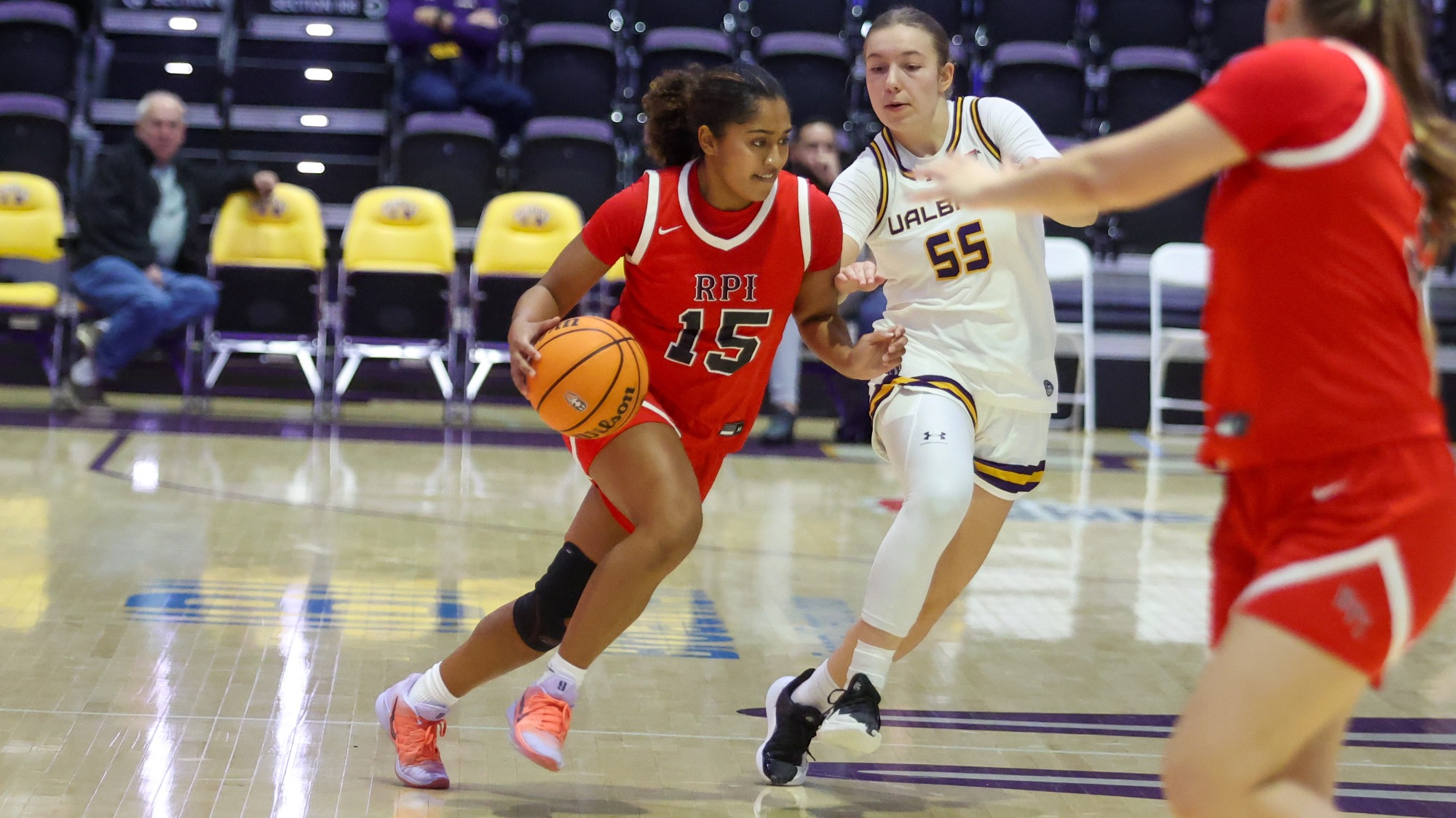 Tyler Hormazabal of RPI Women's Basketball team in action versus University of Albany on Wednesday, November 26, 2025 in Albany, NY.