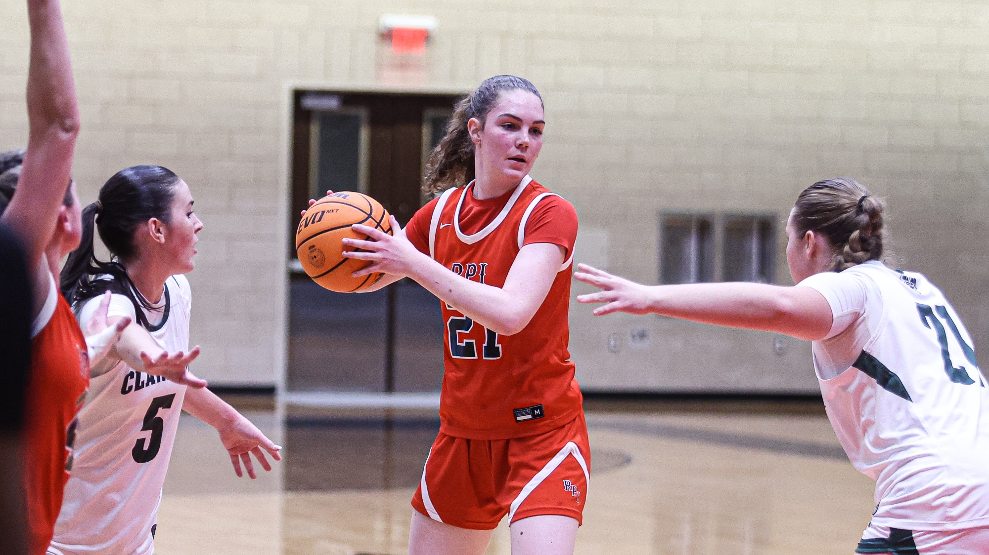 Niamh Gendron of RPI Women's Basketball in action versus Clarkson on Friday, December 5, 2025 in Troy, NY.