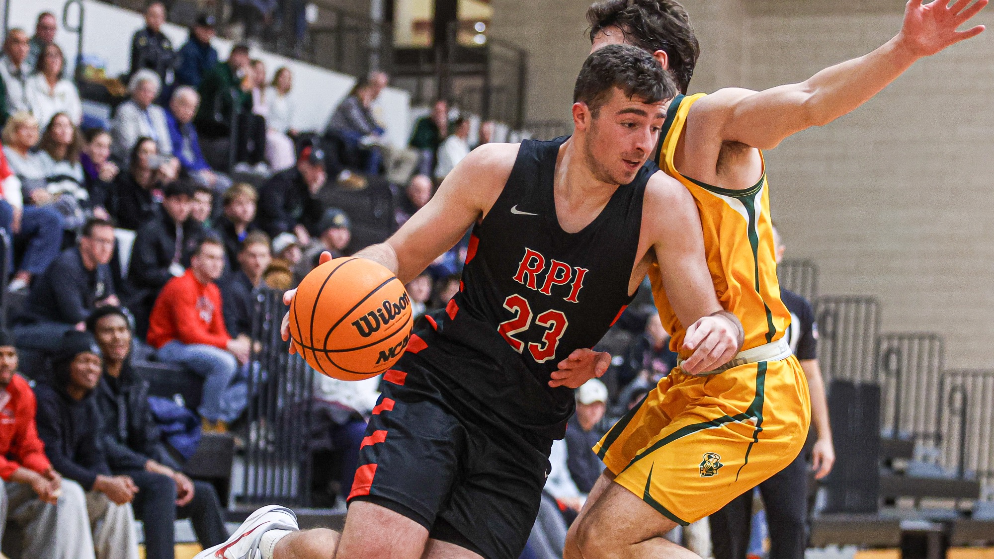 PJ Scalisi of RPI Men's Basketball in action versus Clarkson on Friday, December 5, 2025 in Troy, NY.