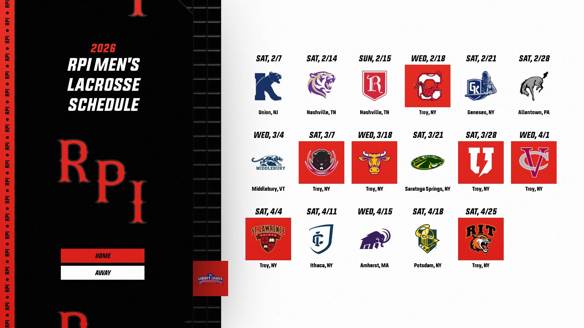 2026 RPI Men's Lacrosse Schedule graphic.