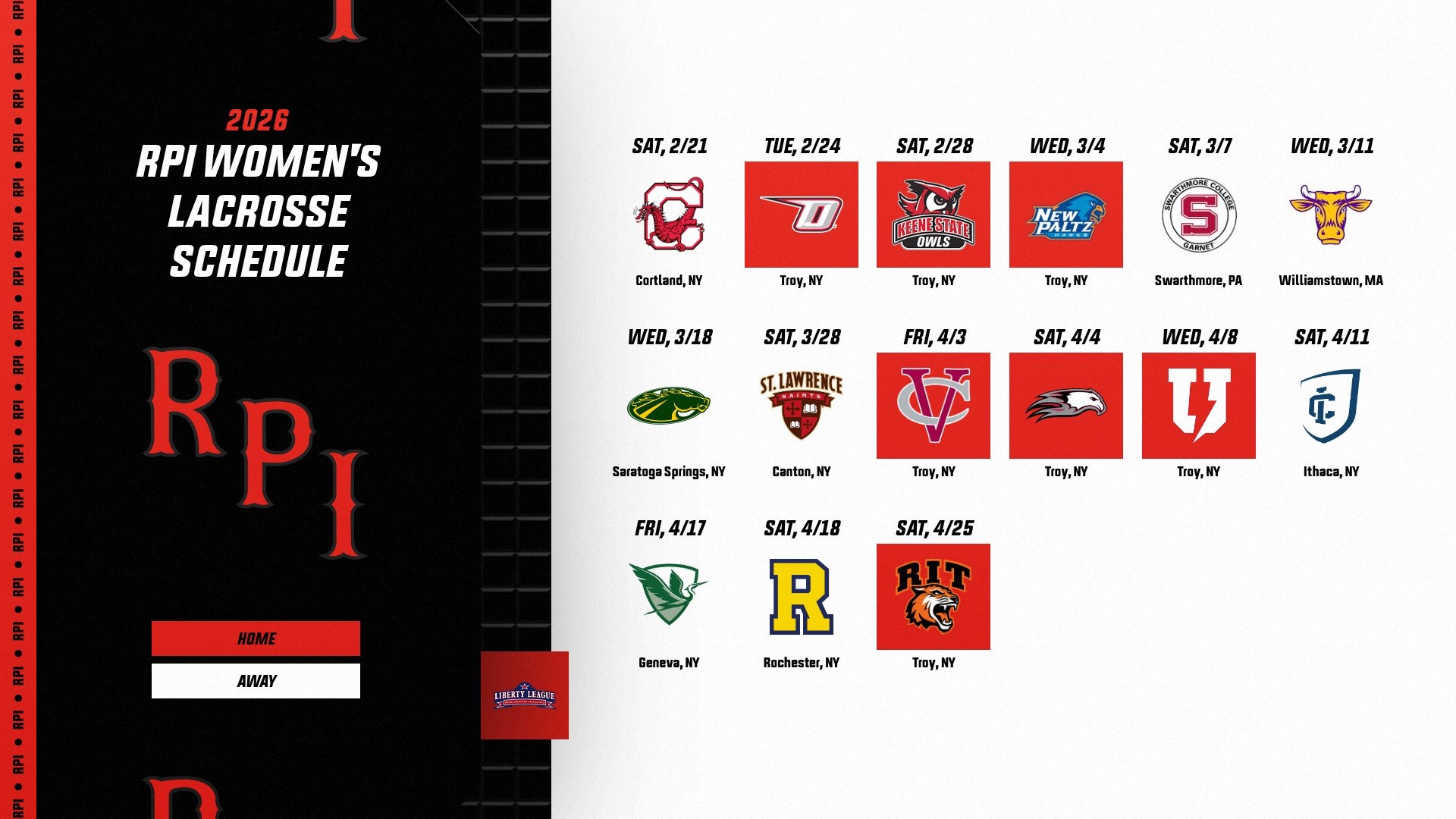 2026 RPI Women's Lacrosse Schedule graphic.