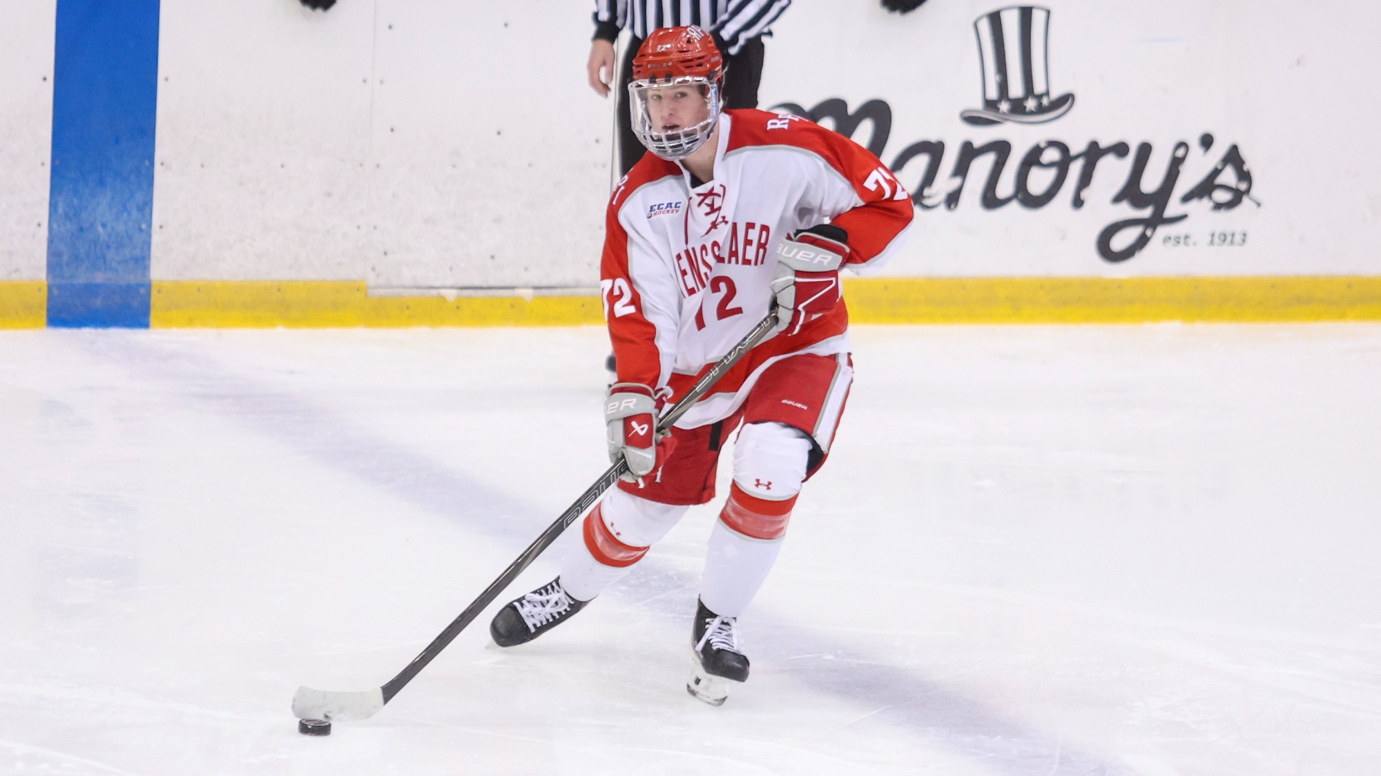 Jagger Tapper of the RPI Men's Hockey team in action versus Princeton on Saturday, December 6, 2025 in Troy, New York. 