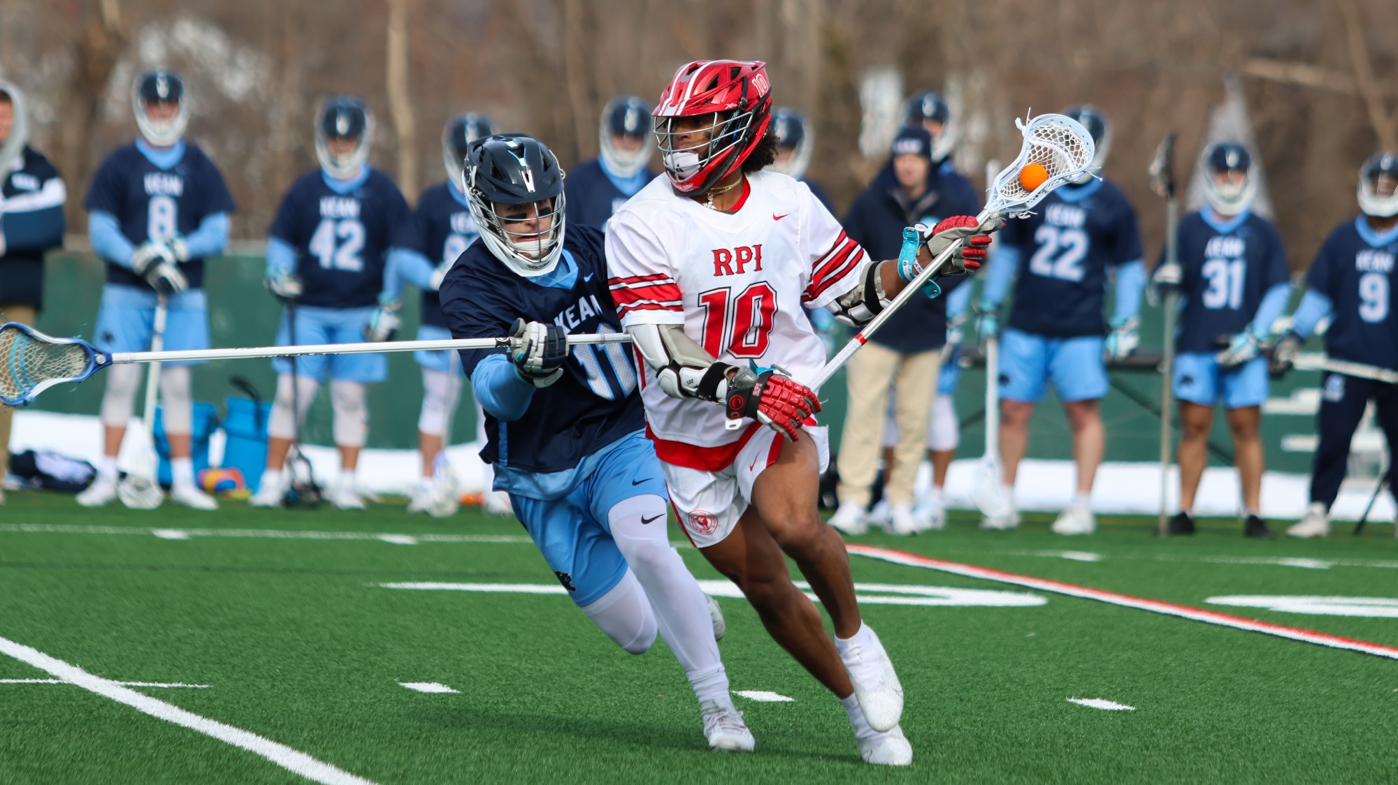 Sean Smith of the RPI Men’s Lacrosse team in action versus Kean on Saturday February 8 2025 in Troy New York. 