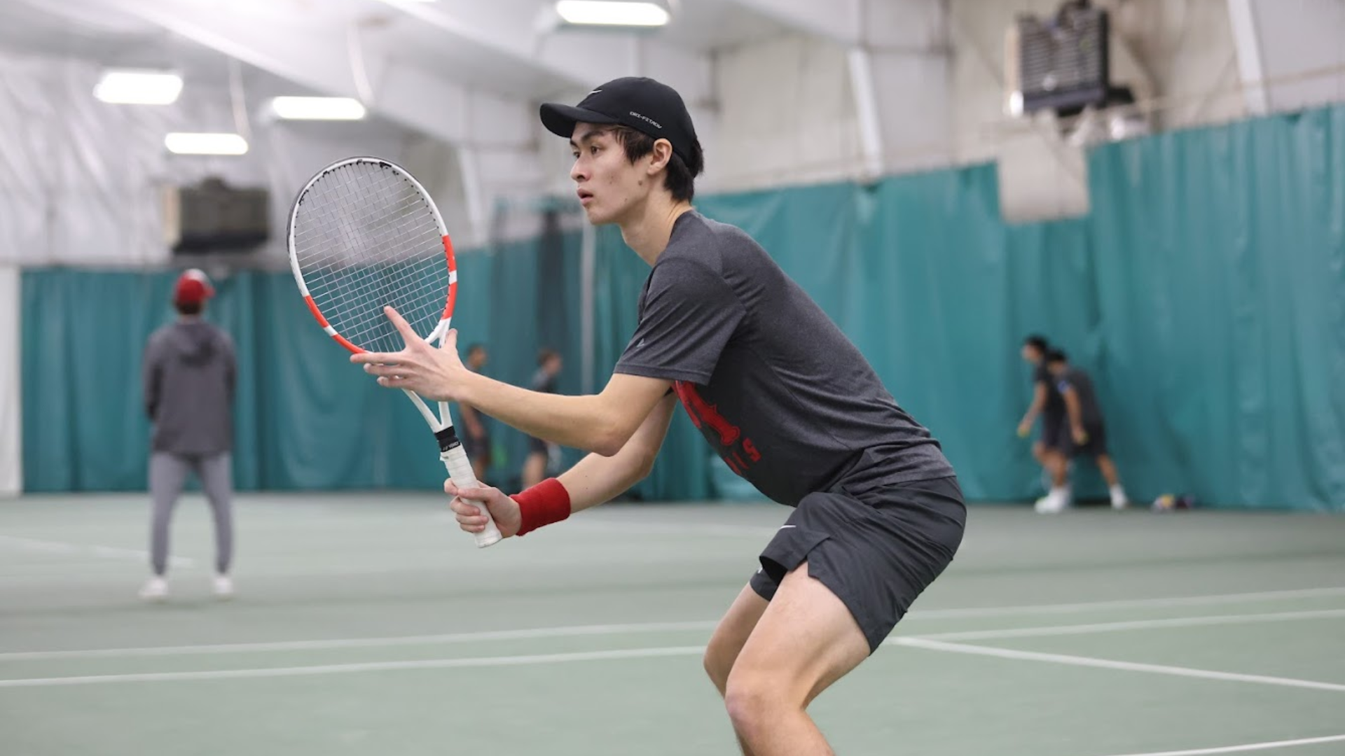 RPI Men’s Tennis in action versus The College of New Jersey on February 23 2025 in Latham, New York.