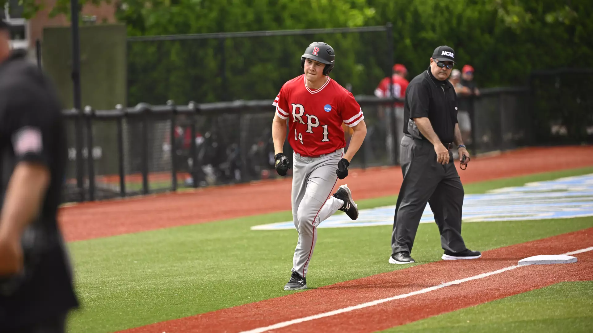 Ian Oehlschlaeger of RPI baseball team in action against Rutgers-Camden in the NCAA Division III Championship tournament on May 16, 2025 in Baltimore, Maryland