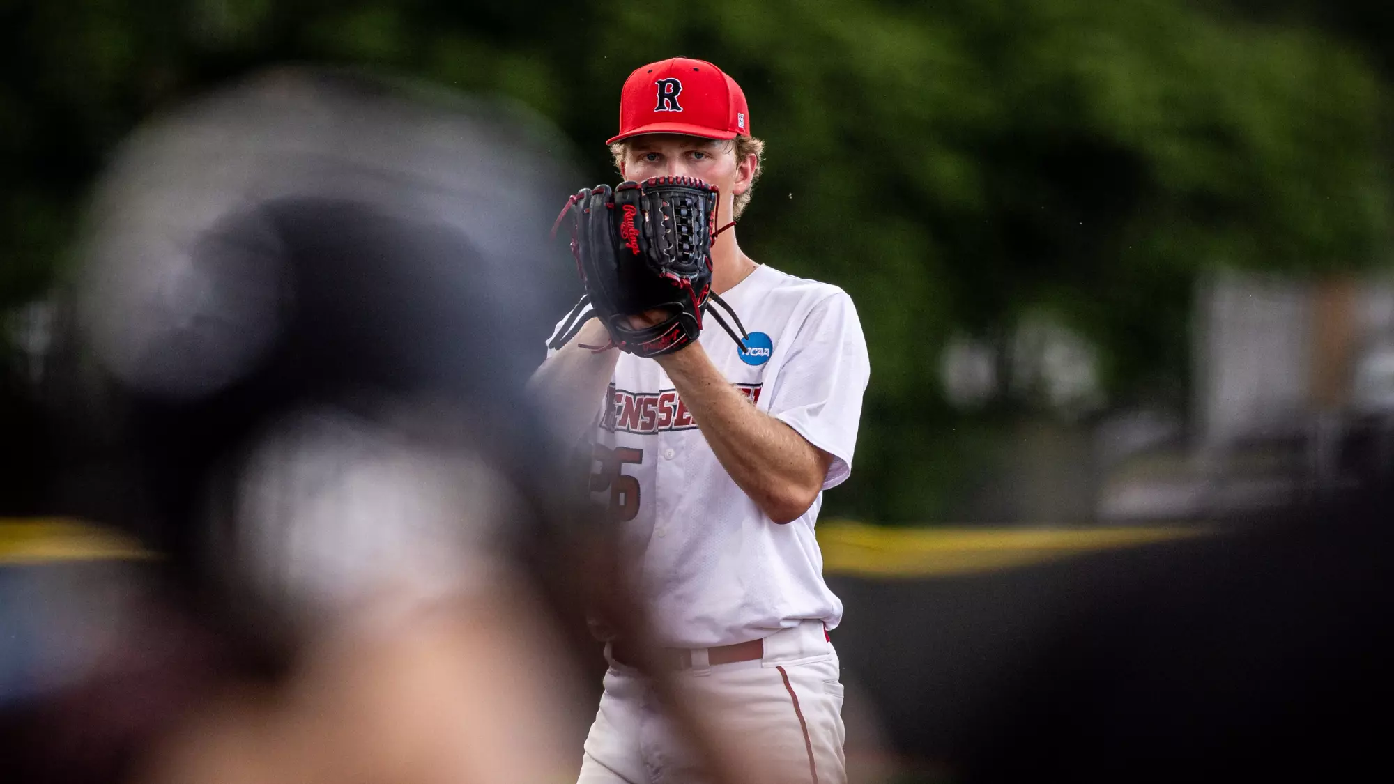 Mike Nelson of RPI baseball team in action against Rutgers-Camden in the NCAA Division III Championship tournament on May 17, 2025 in Baltimore, Maryland