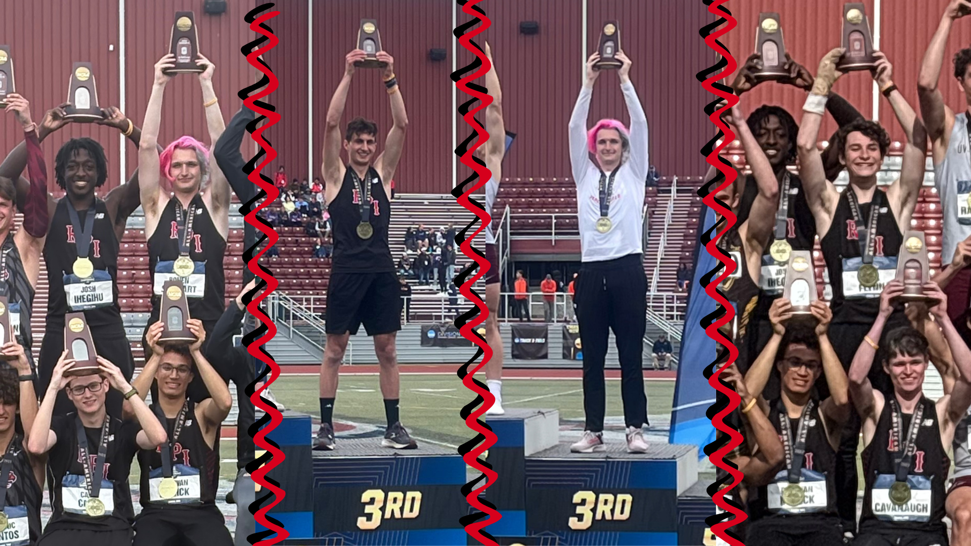 The RPI track & field team at the NCAA Division III Outdoor Championships in Geneva, Ohio