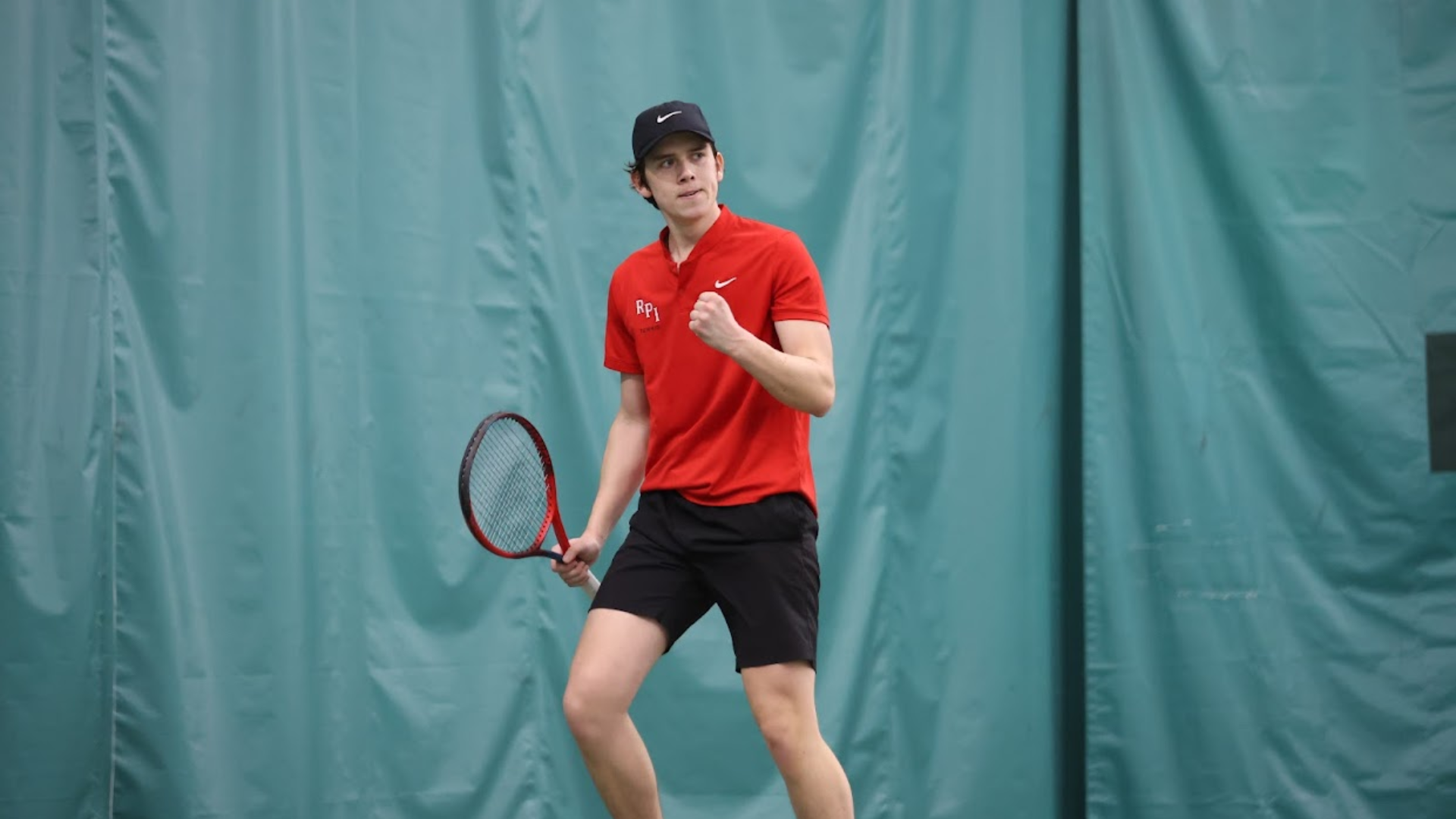 RPI Men’s Tennis in action versus The College of New Jersey on February 23 2025 in Latham, New York.