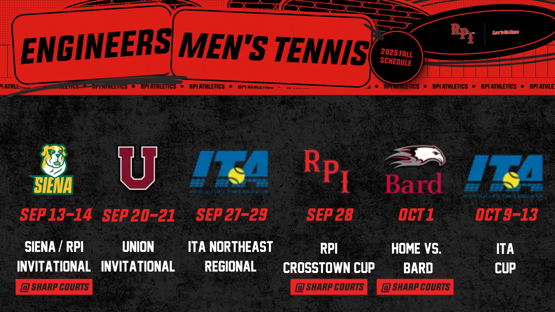 RPI Men's Tennis Fall 2025 Schedule