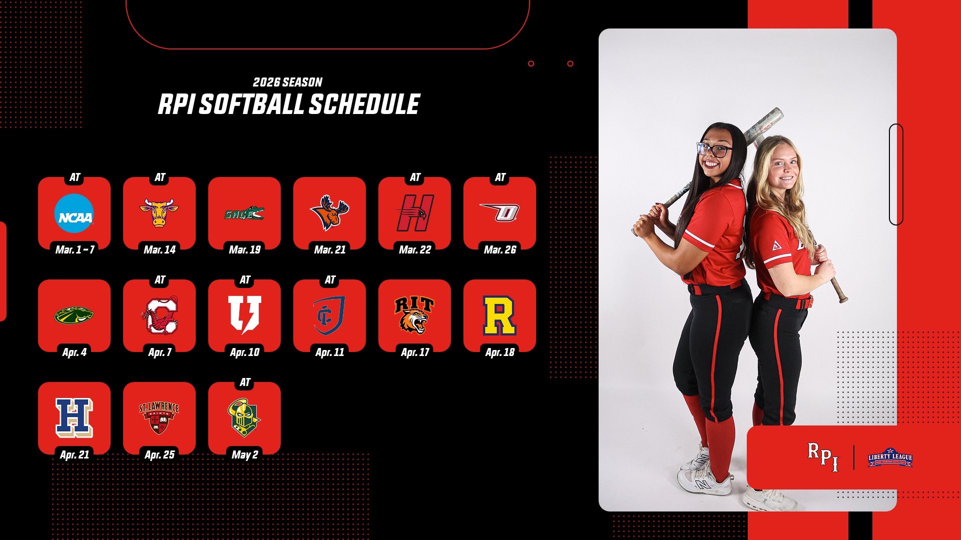 RPI Softball 2026 Schedule Graphic.