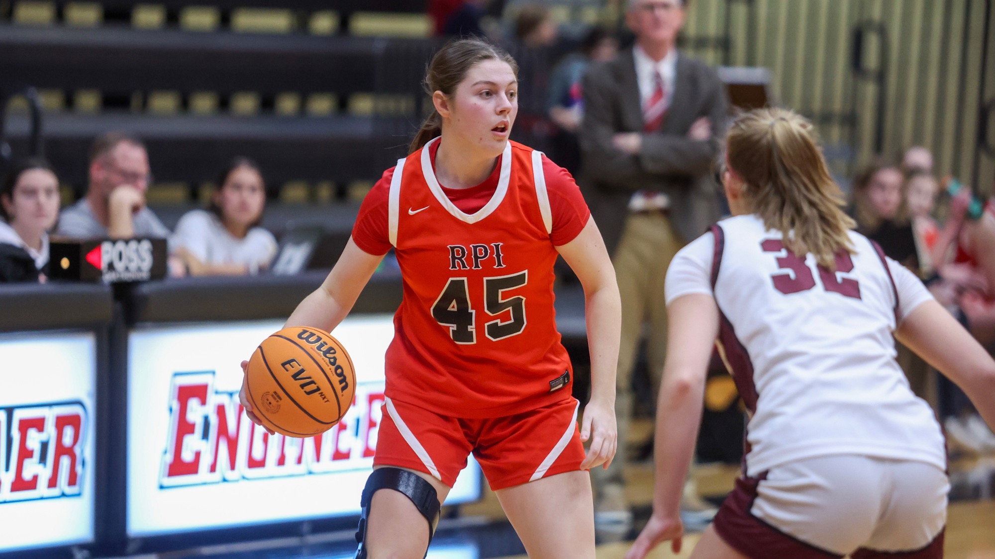 Megan Heyns of RPI Women's Basketball in action versus Union on Friday, January 9, 2025 in Troy, New York.