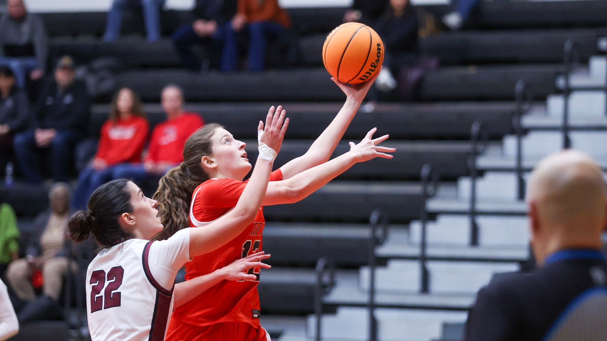 Emilia Rojik of RPI Women's Basketball in action versus Union on Friday, January 9, 2025 in Troy, New York.