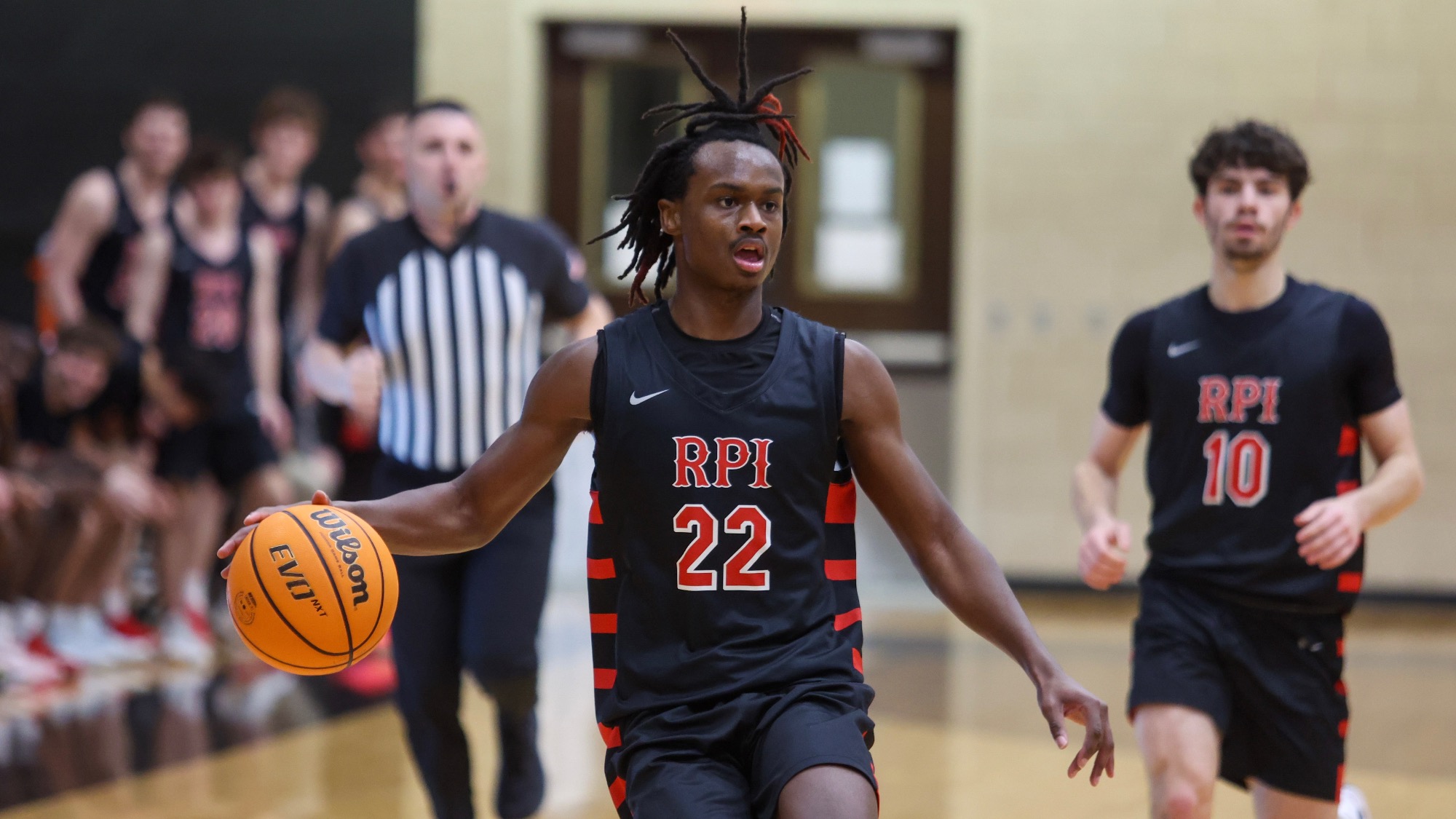 Yechiel Stewart of RPI Men's Basketball in action versus Union on Friday, January 9, 2025 in Troy, New York.