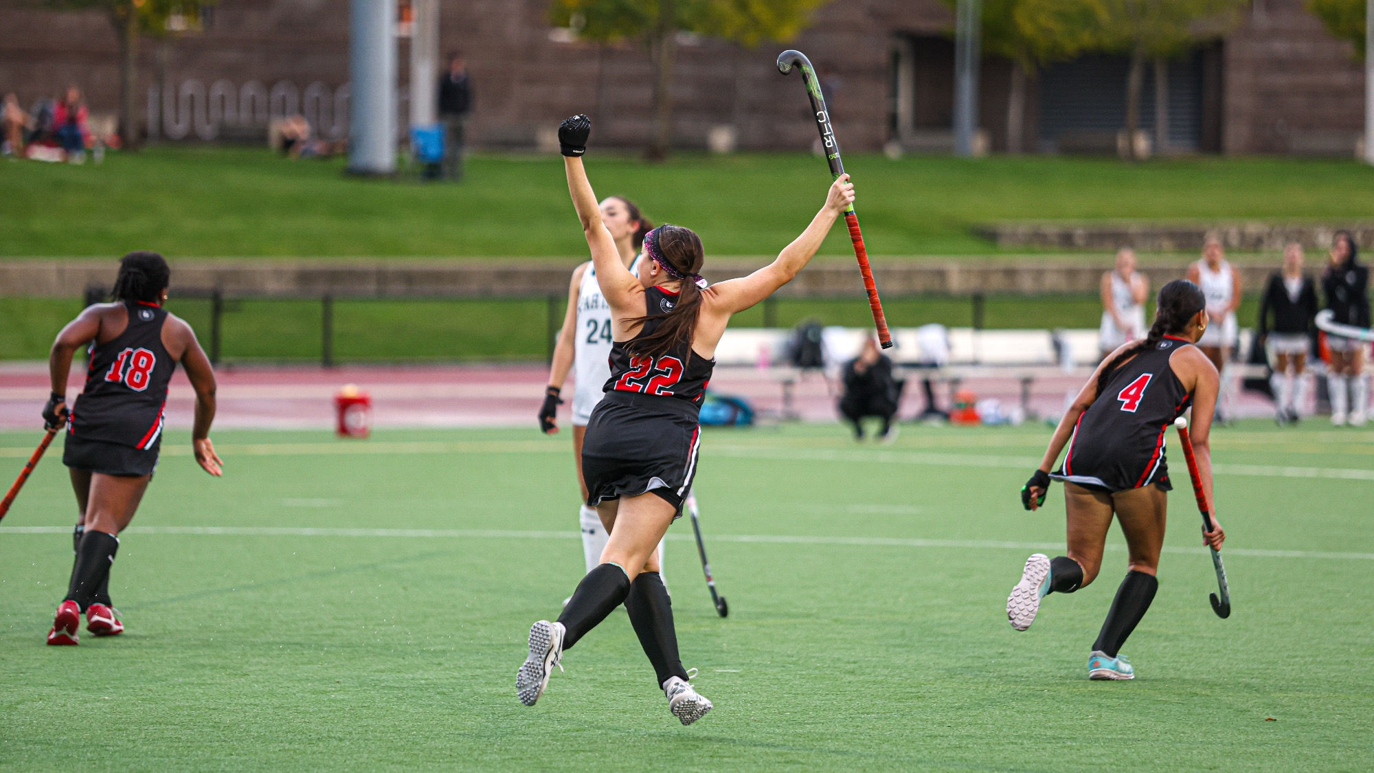 Val Palmiotti of RPI field hockey in action versus VTSU Castleton on Tuesday, October 13, 2026 in Troy, New York. 
