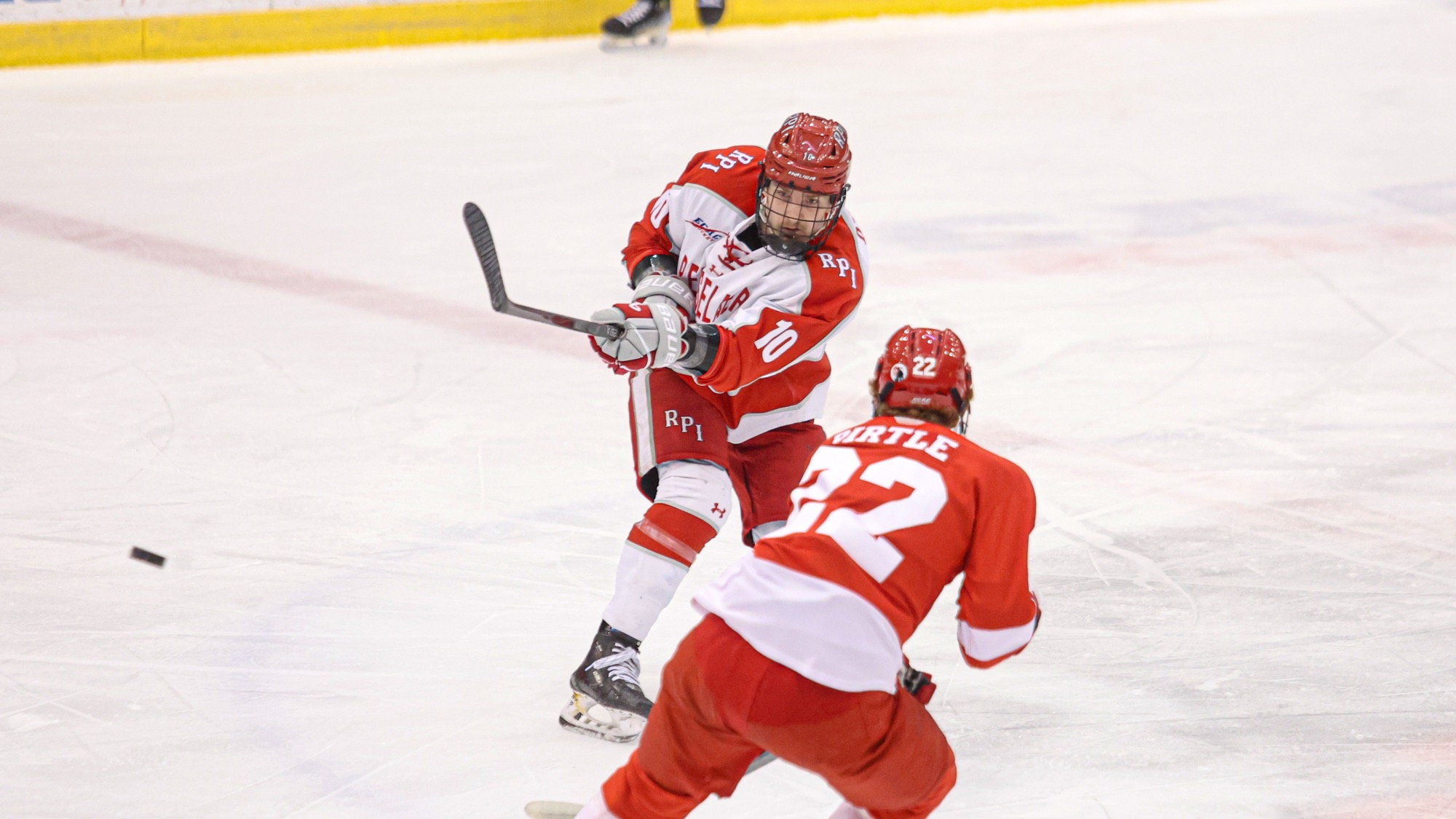 Gustavs Ozolins of RPI Men’s Ice Hockey in action versus Cornell on Friday, February 13, 2025 in Troy, New York.  