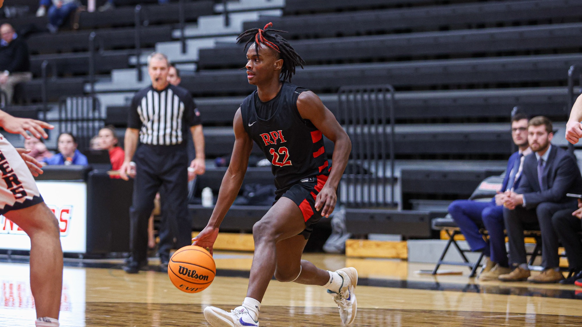 Yeichel Stewart of RPI Men’s Basketball in action versus RIT on Friday, February 13, 2025 in Troy, New York.  