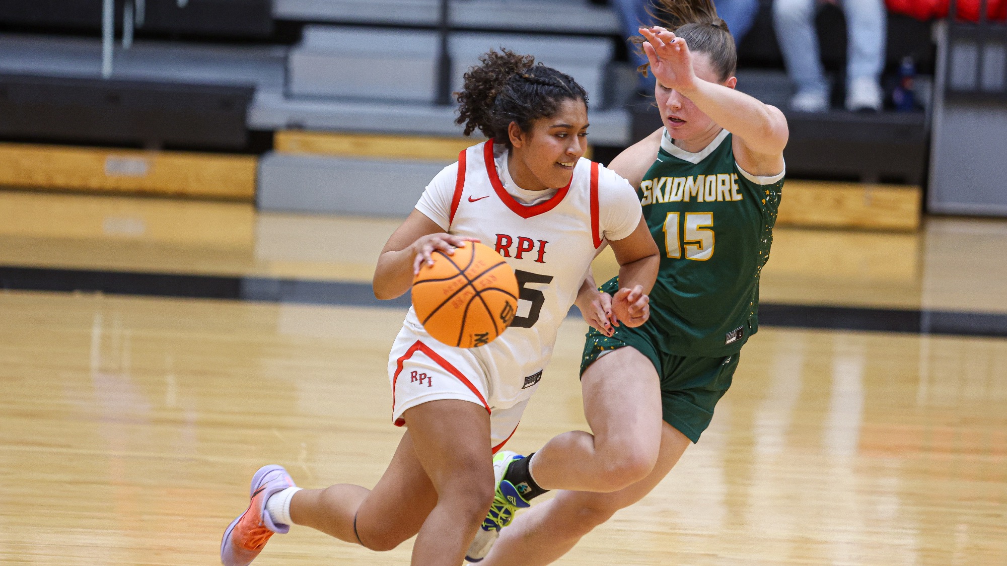 Tyler Hormazabal of RPI Women's Basketball in action versus Skidmore on Tuesday, February 24, 2026 in Troy, New York.