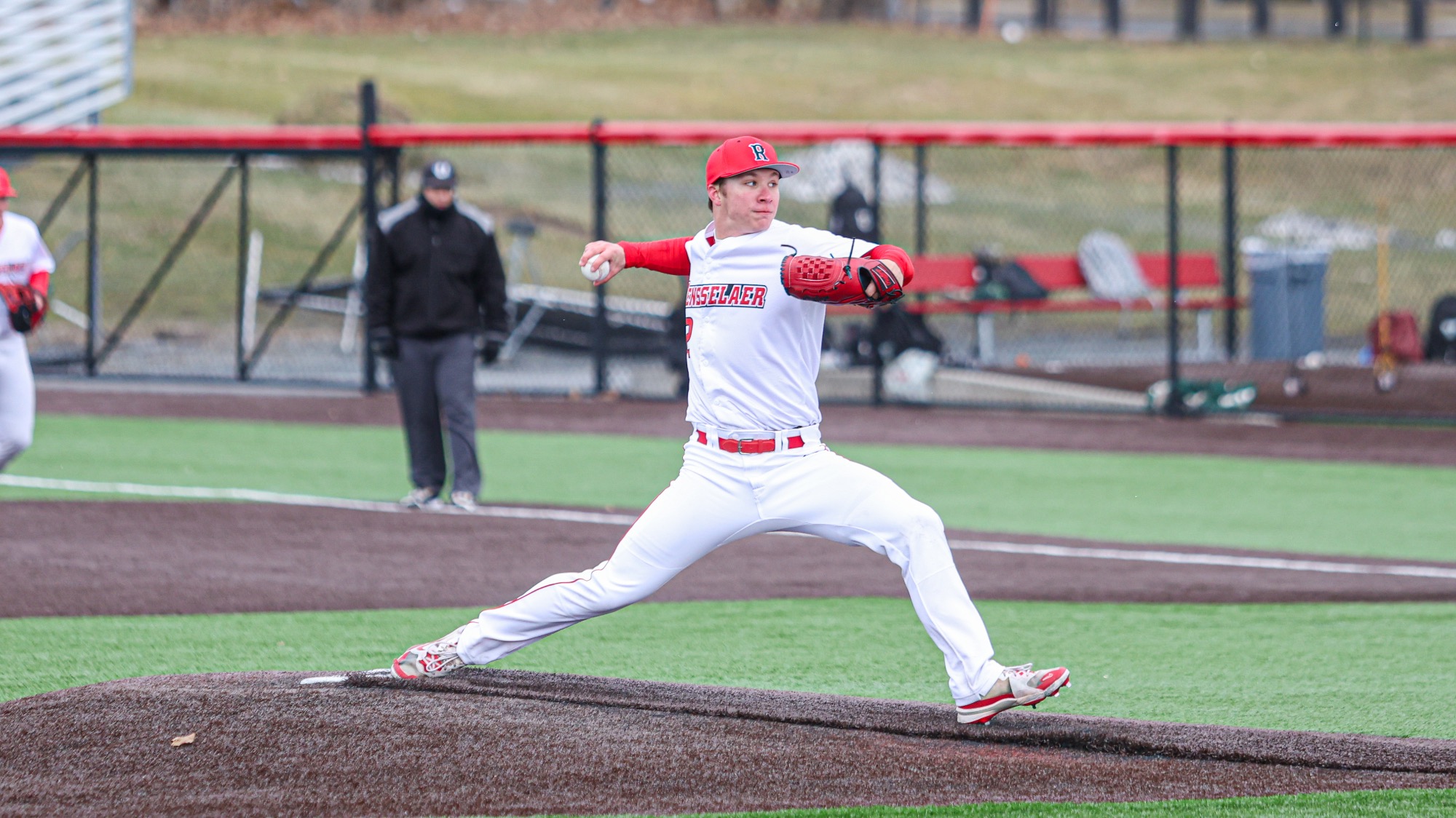 AJ Crux of RPI Baseball in action versus VTSU Castleton on Saturday, March 14, 2025 in Troy, New York.  