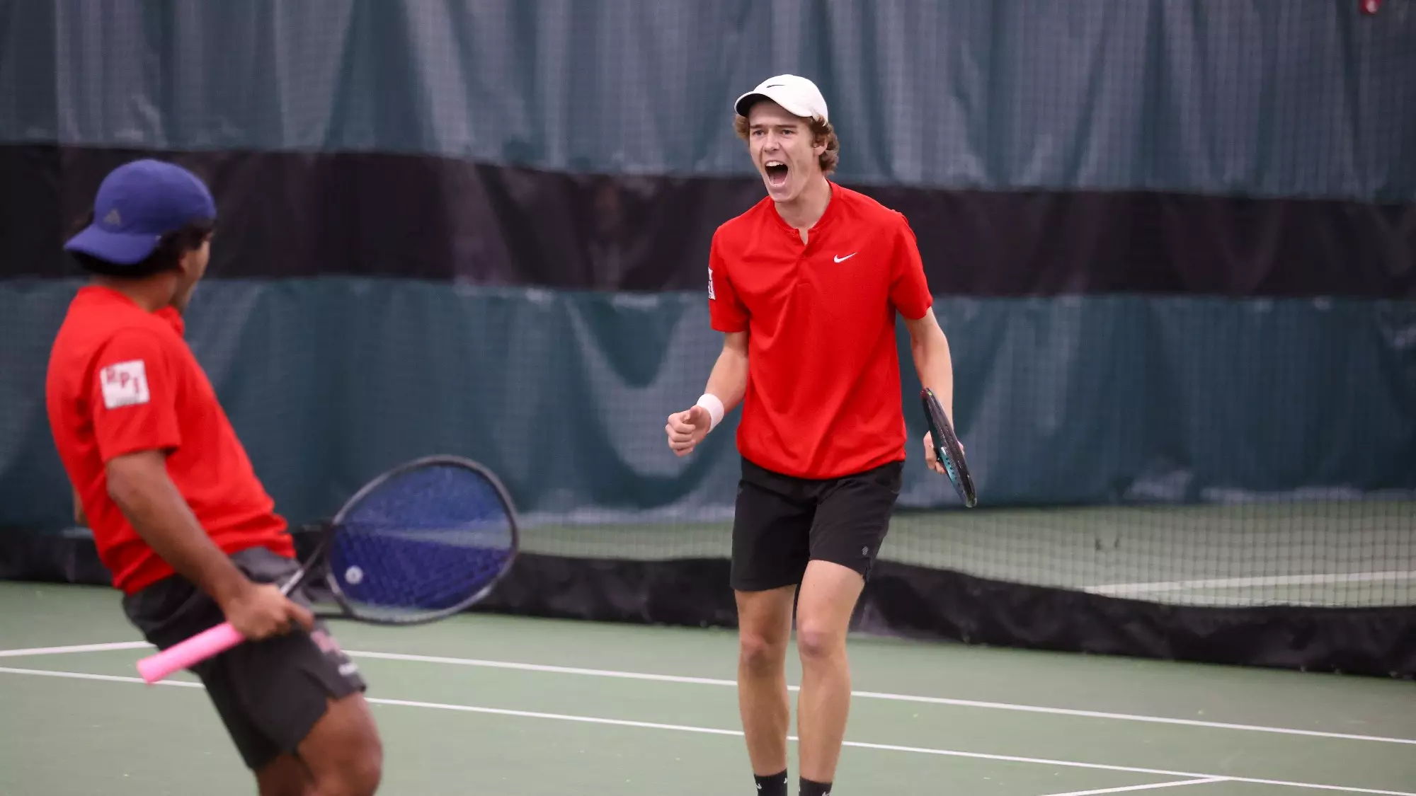 Gustave Viennet of RPI Men’s Tennis in action versus Saint Lawrence on Saturday March 14 2026 in Latham New York.