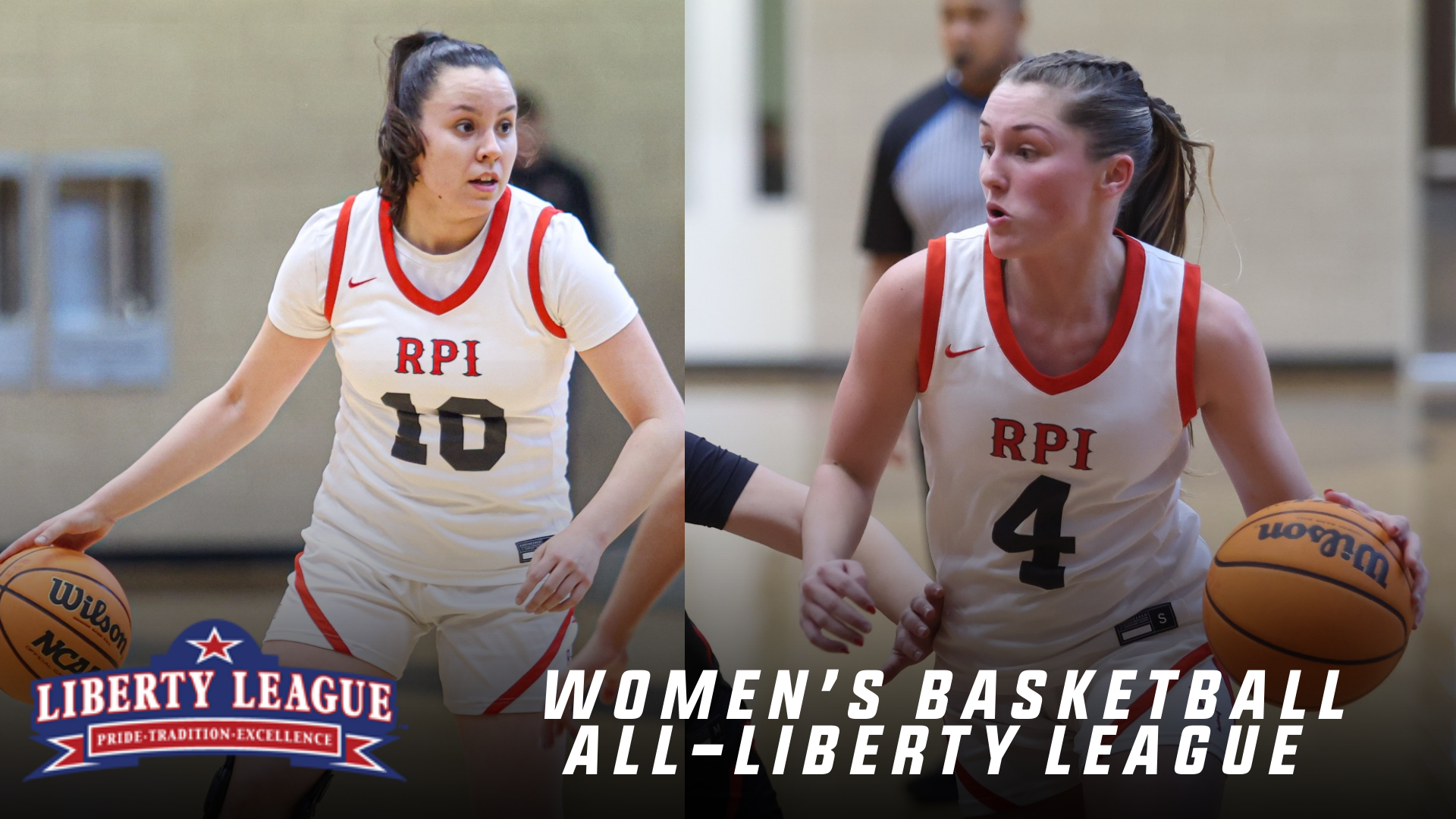 Graphic for the 2025-26 Liberty League women's basketball all-league announcement