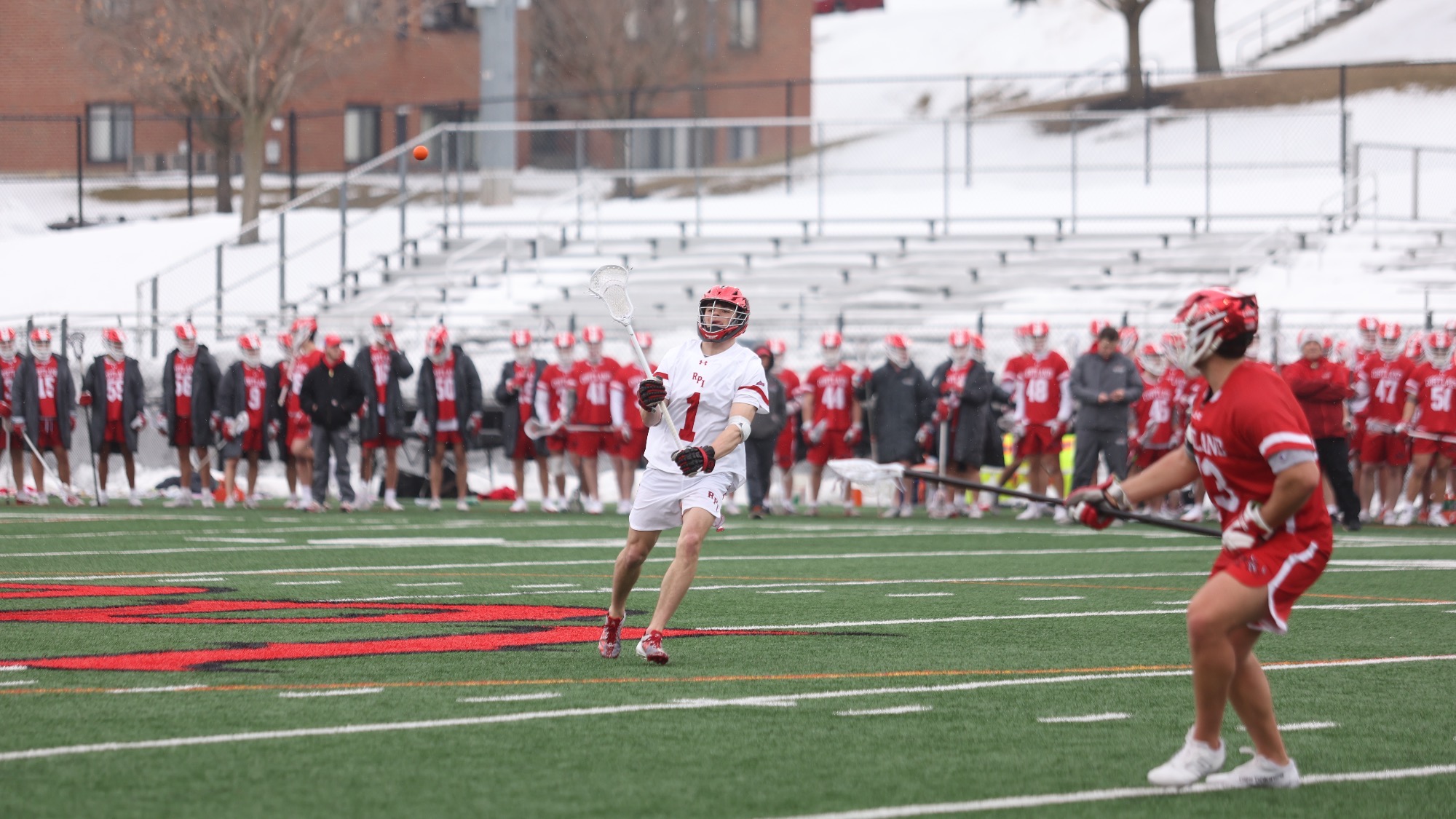 Ian Weihe of RPI Men’s Lacrosse in action versus Cortland on Wednesday, February 18, 2025 in Troy, New York.