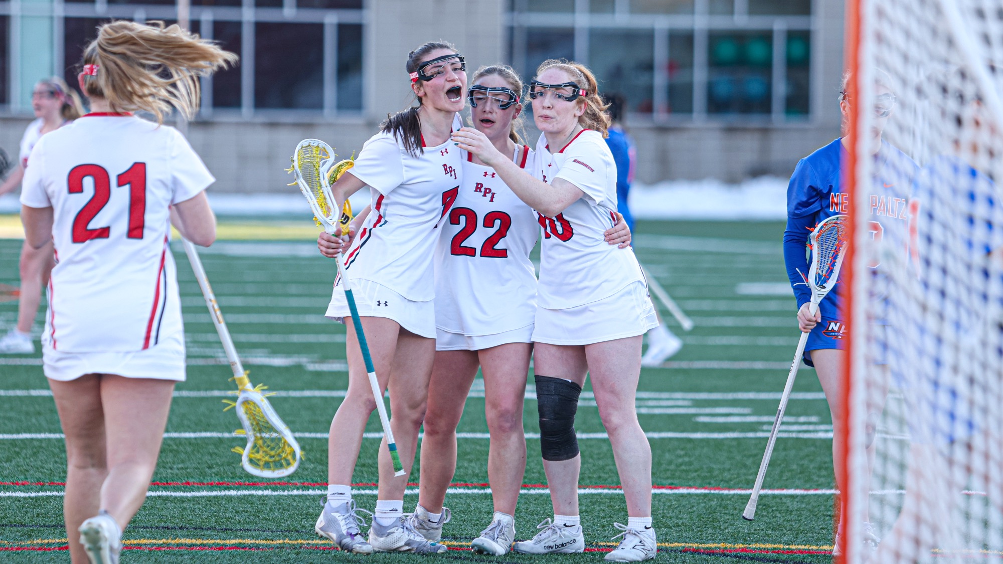 RPI Women’s Lacrosse in celebration versus New Paltz on Wednesday, March 4, 2026 in Troy, New York.