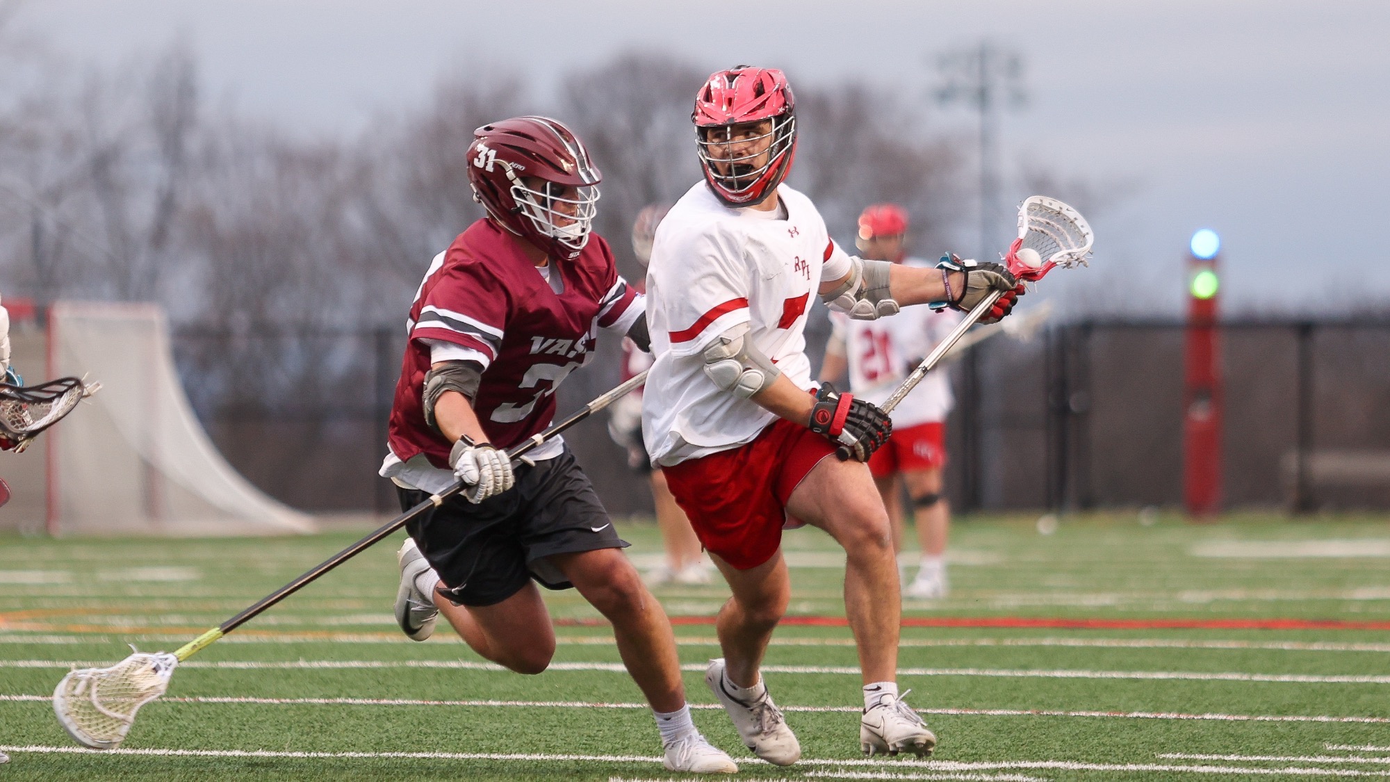 Cooper Manzi of RPI Men’s Lacrosse in action versus Vassar on Wednesday, April 1, 2026 in Troy New York. 