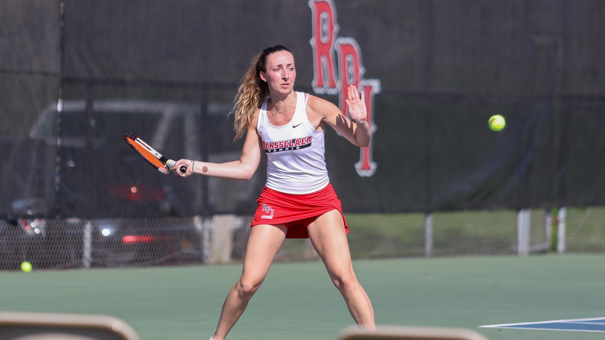 Juliette Caes of RPI Women’s Tennis in action versus Union on Wednesday, April 15, 2026 in Troy, New York. 