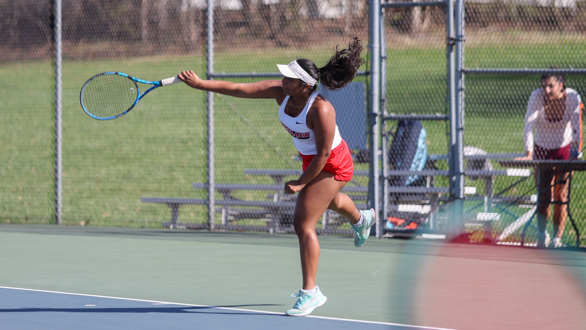 Gauri Muliyil of RPI Women’s Tennis in action versus Union on Wednesday, April 15, 2026 in Troy, New York. 