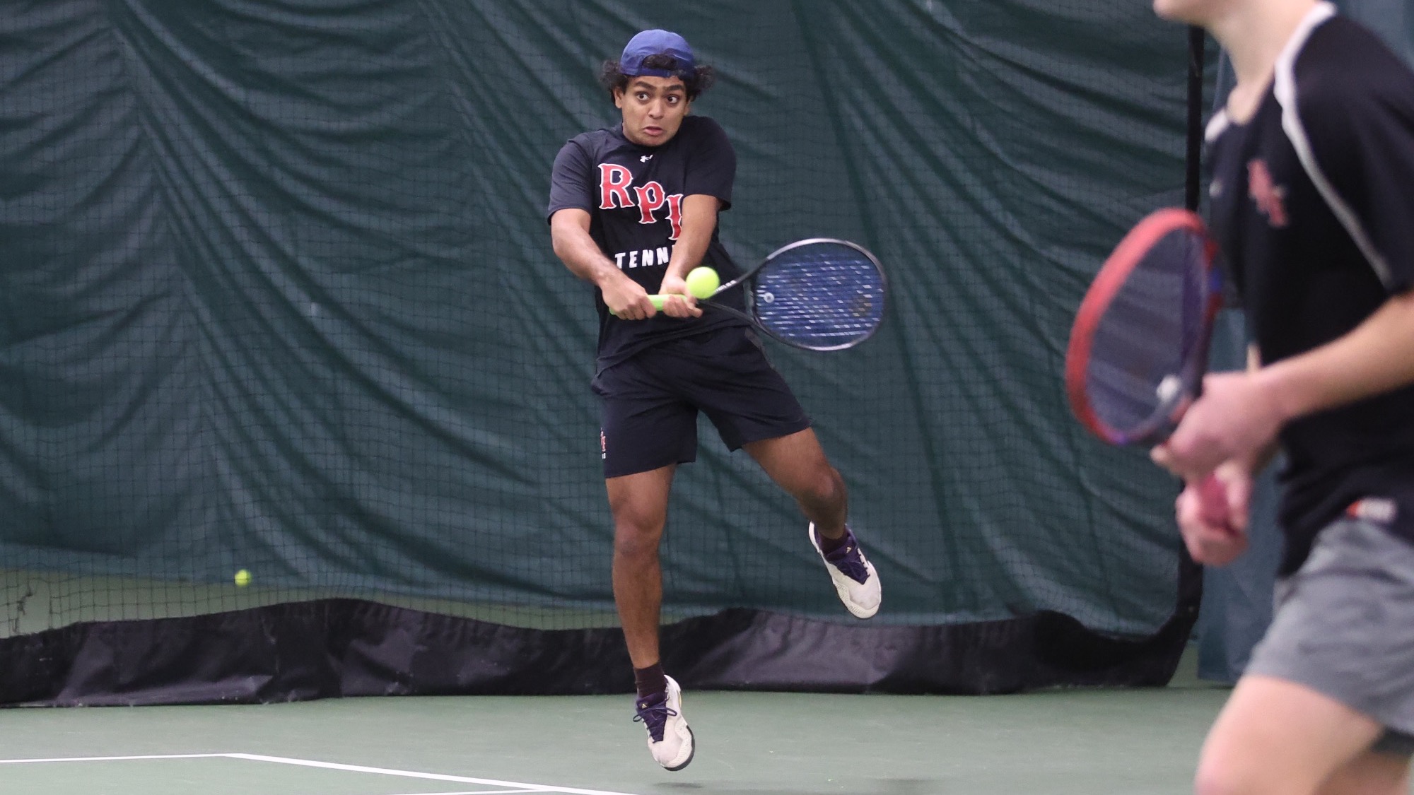 Debarshi Sen of the RPI Men’s Tennis team in action versus Skidmore on Saturday April 4 2026 in Latham New York