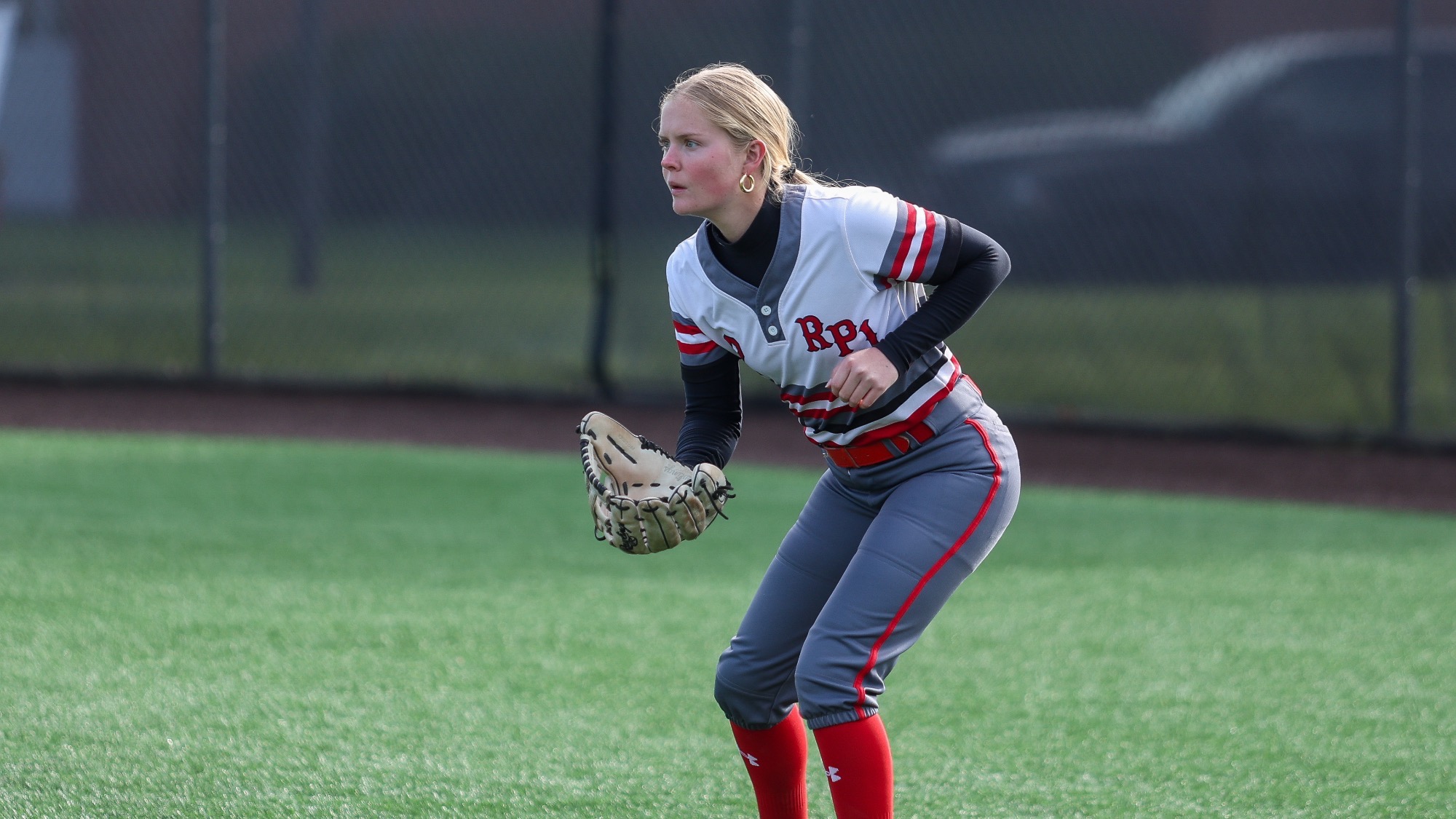 Ryleigh Falvey of RPI Softball in action versus Hamilton on Tuesday April 21 2026 in Troy, New York. 