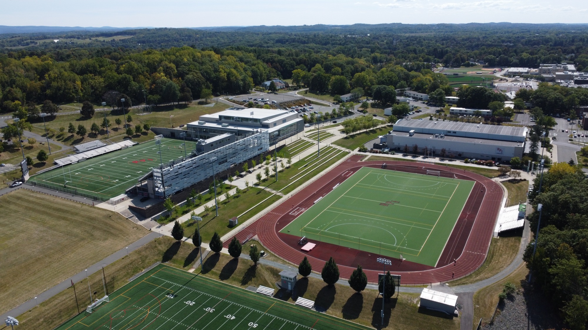 Overhead view of the East Campus Athletic Village (ECAV) at Rensselaer Polytechnic Institute