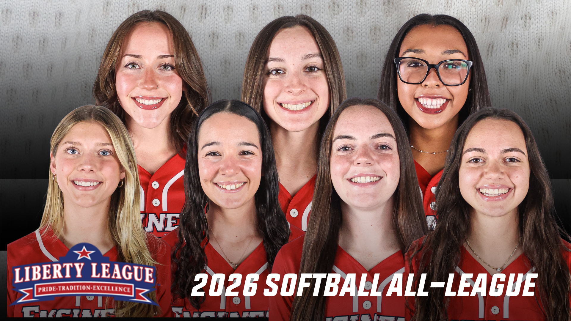 Graphic for the 2026 Liberty League softball all-league announcement