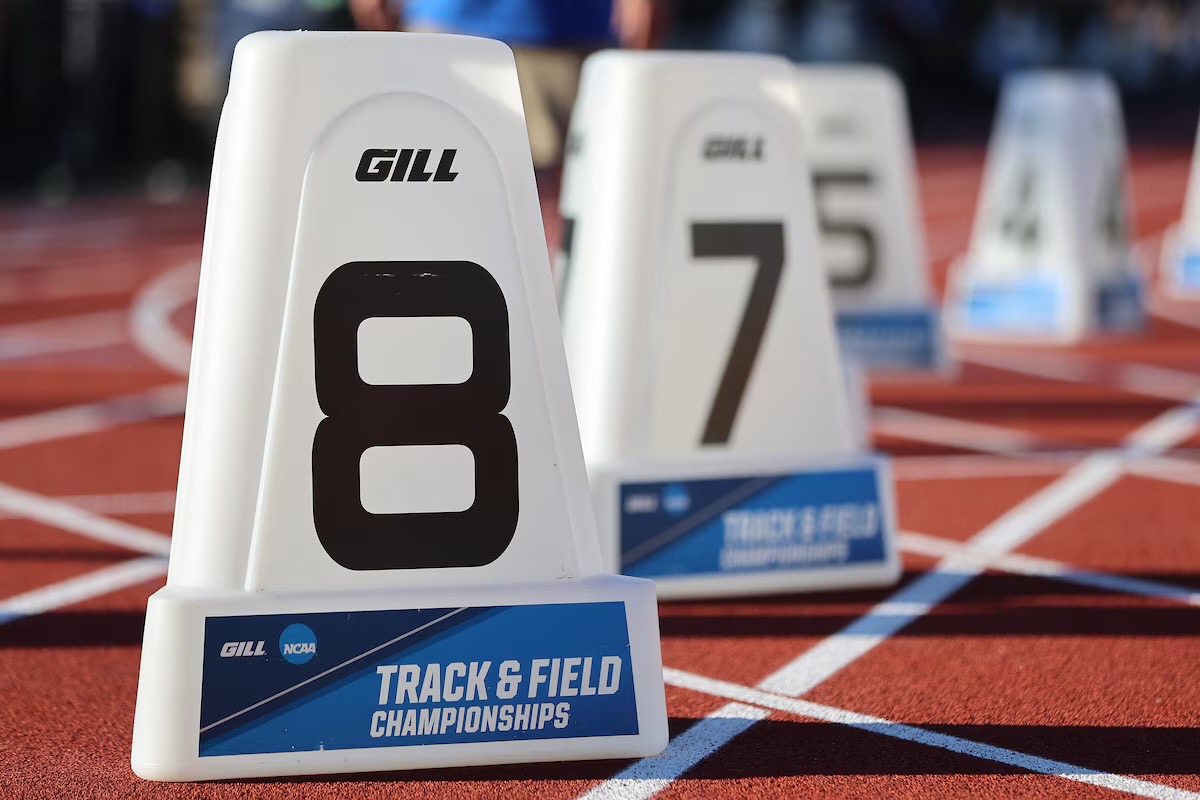 Photo from starting blocks at the NCAA Track & Field Championships 