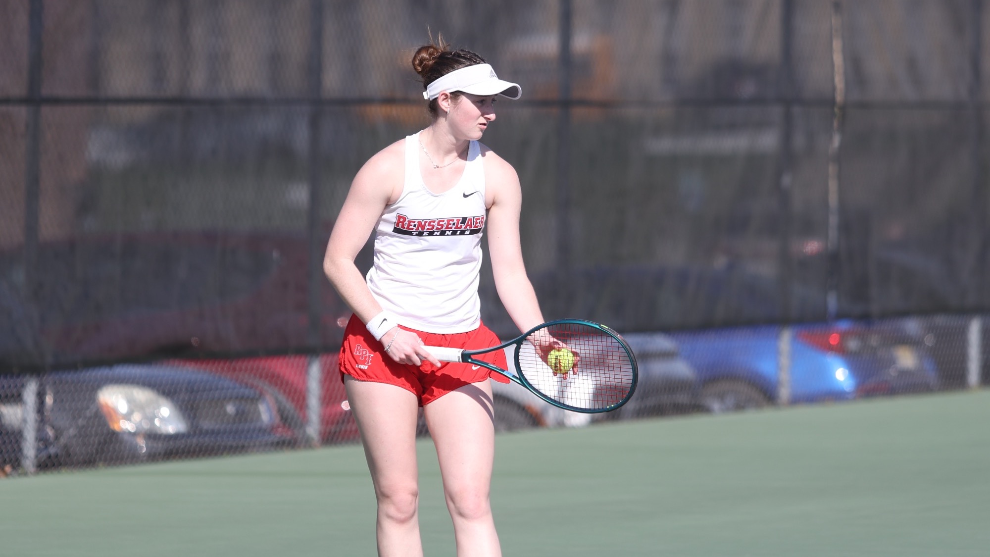 Kayla Wheeler of RPI Women’s Tennis in action versus Union on Wednesday, April 15, 2026 in Troy, New York.