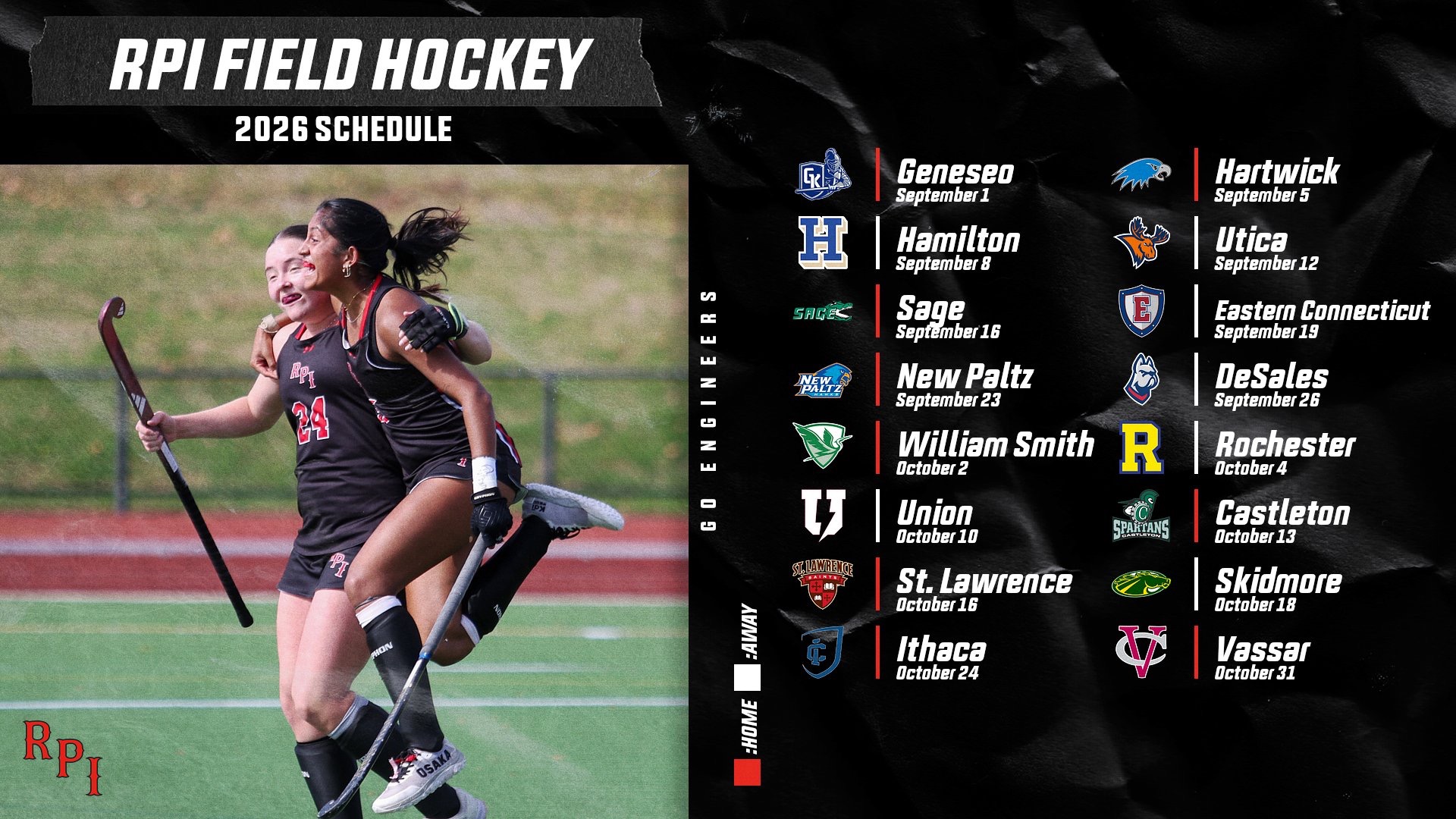 2026 RPI Field Hockey schedule graphic.