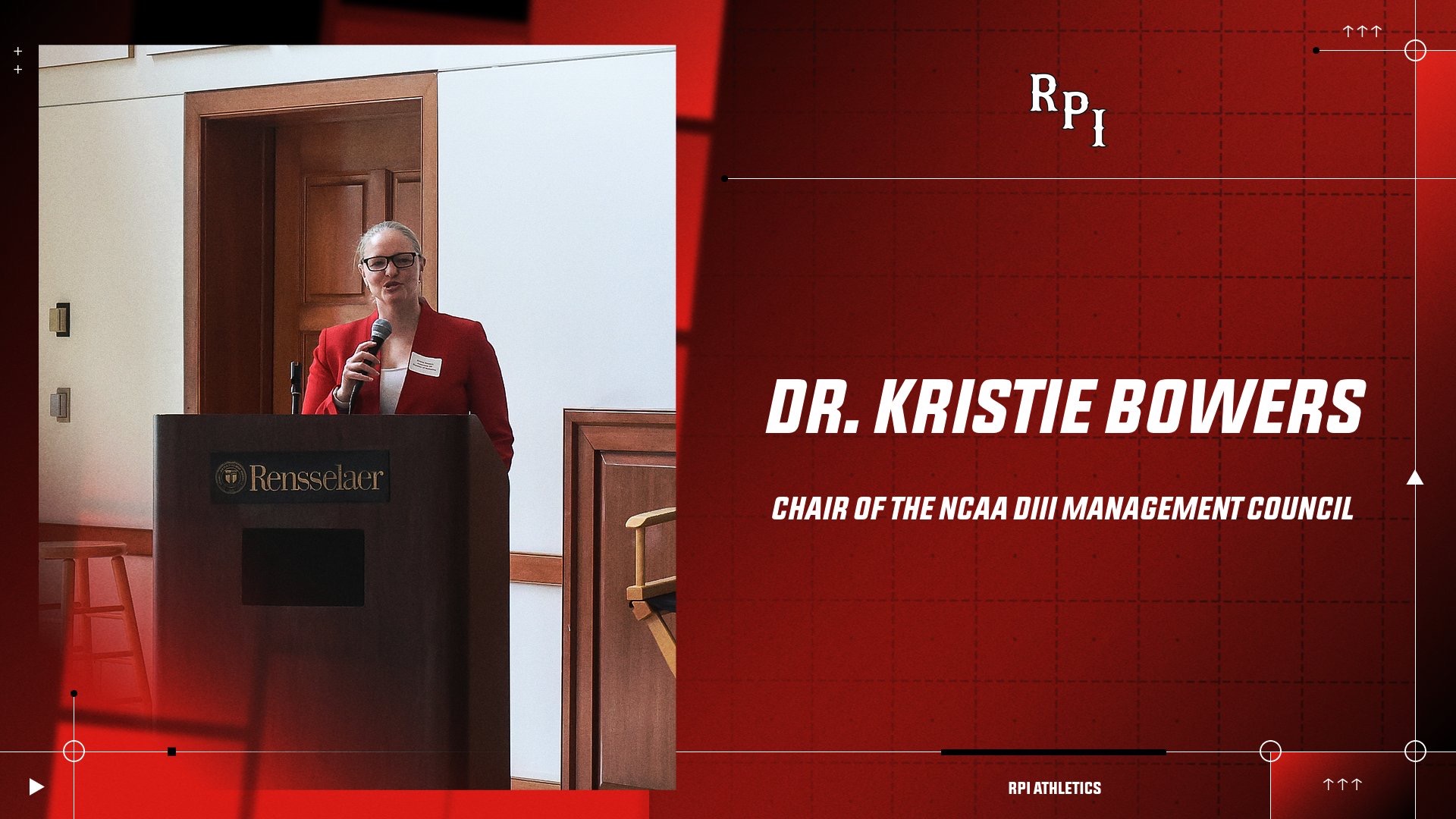 Graphic for Dr. Kristie Bowers, Chair of the NCAA DIII Management Council