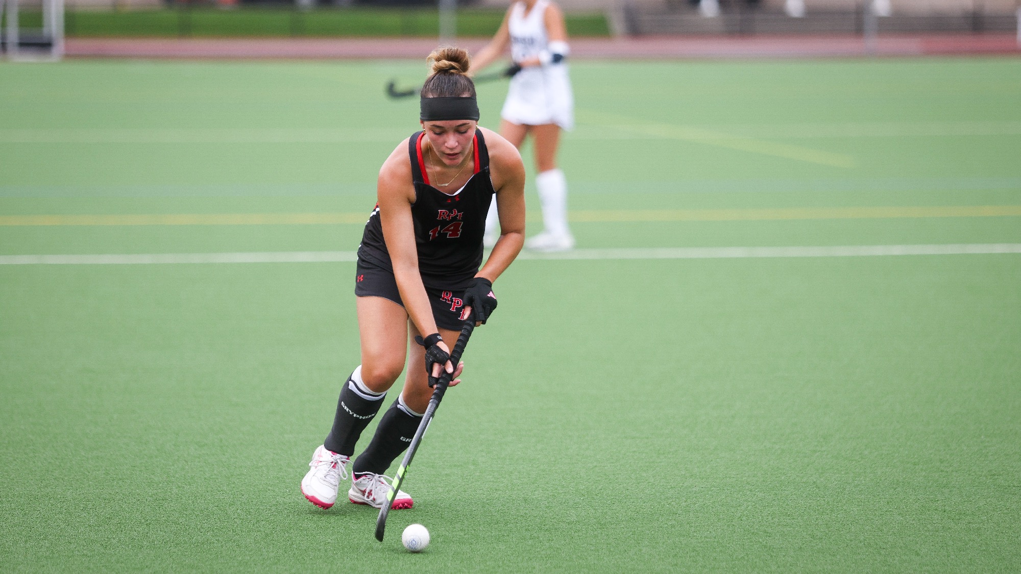 Kylie Decker of the RPI Field Hockey team in action versus SUNY Geneseo on Tuesday, September 1, 2025 in Troy, New York.