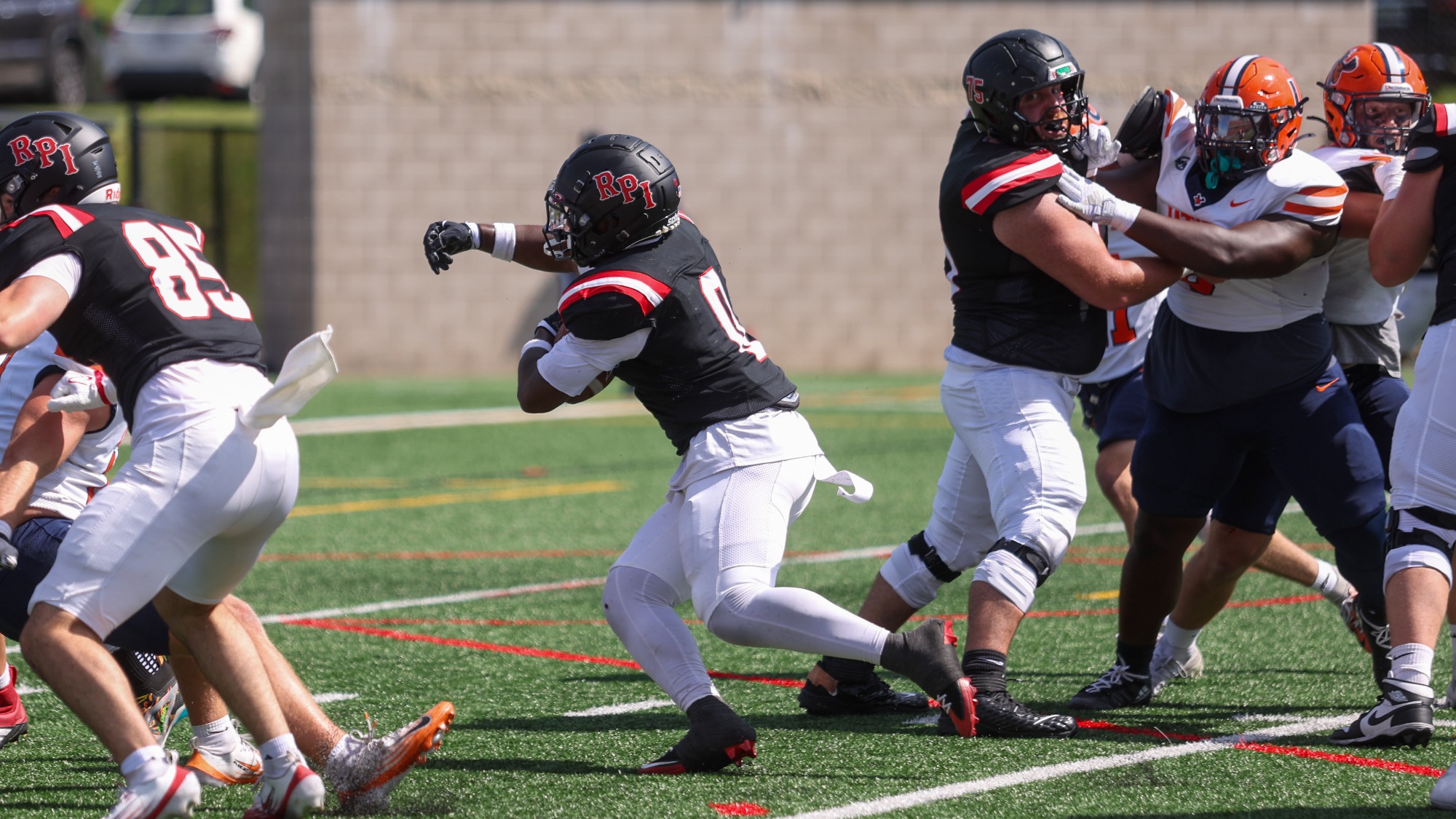 Kayden White of RPI Football in action versus Utica on Saturday, September 12, 2026 in Troy, New York.